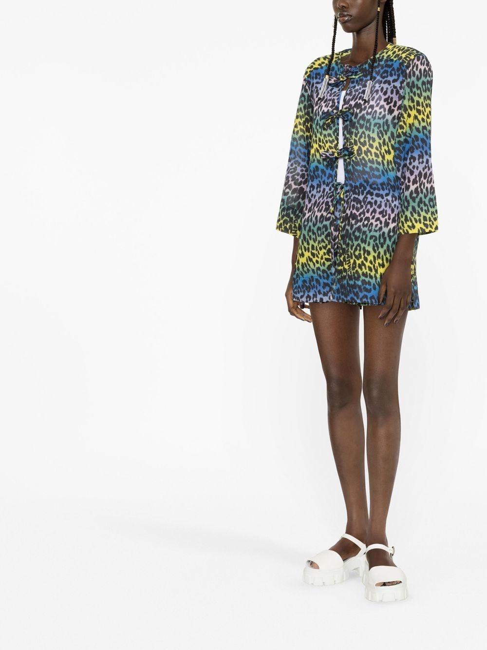 leopard-print cotton blouse - 4