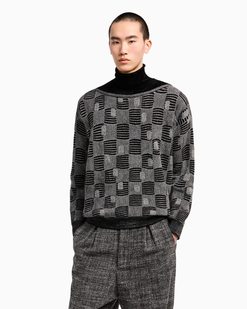 GIORGIO ARMANI MOCK-NECK JUMPER IN CASHMERE, VISCOSE AND SILK JACQUARD outlook