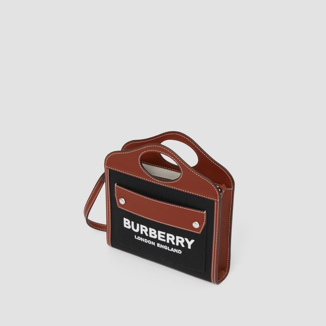 Micro Two-tone Canvas and Leather Pocket Bag - 3