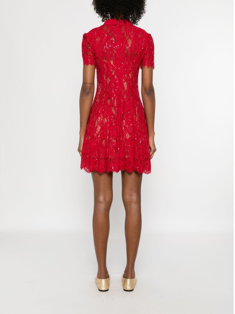sequin lace mini dress - 4