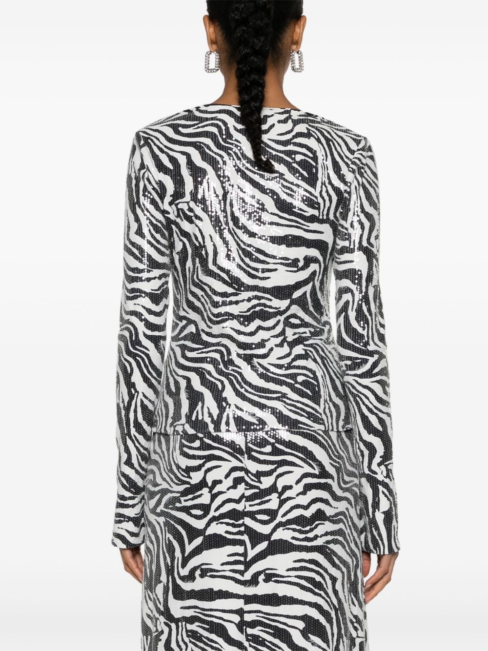 zebra-print sequinned top - 4