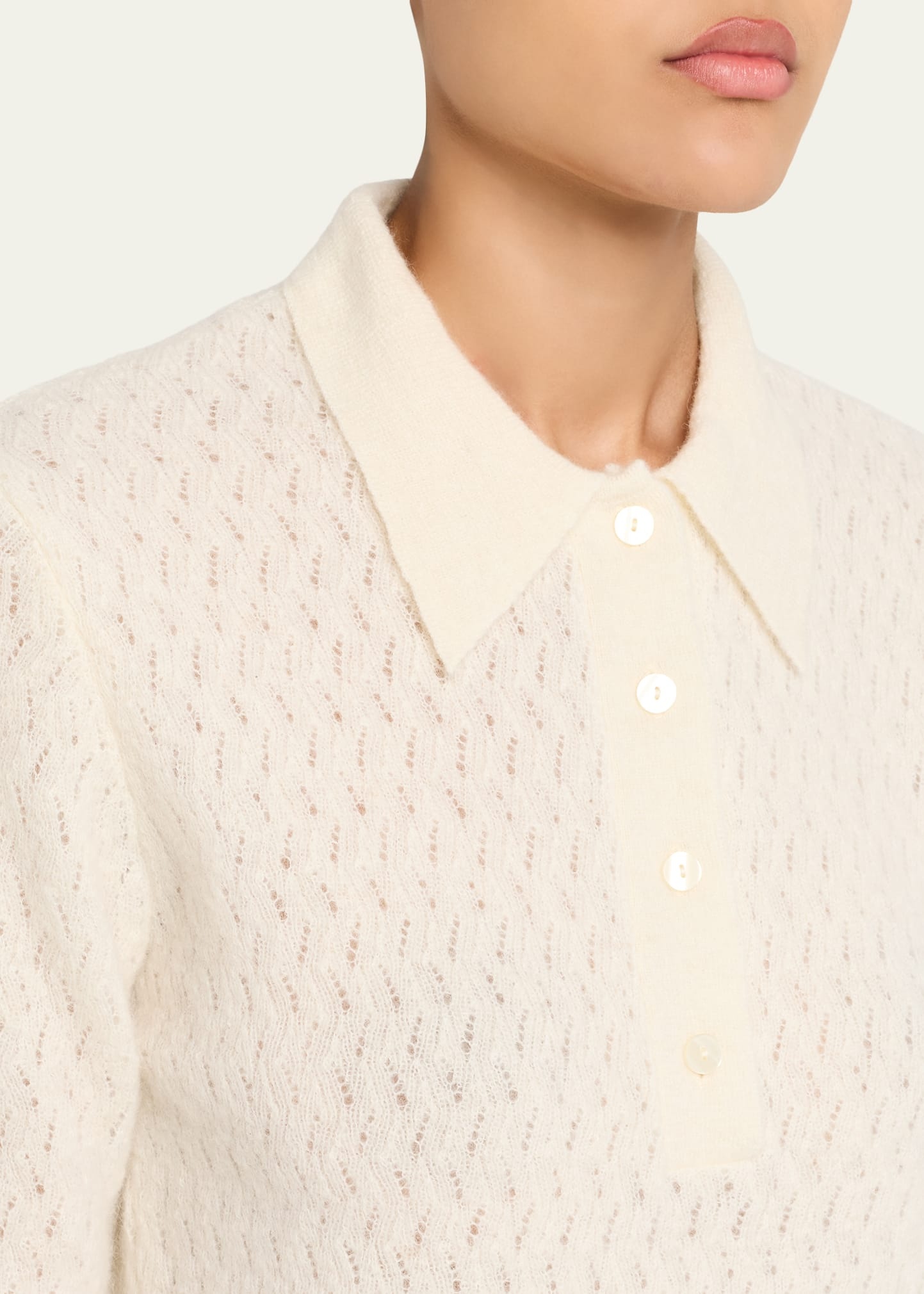 Naya Lace Alpaca Wool Polo Shirt - 5