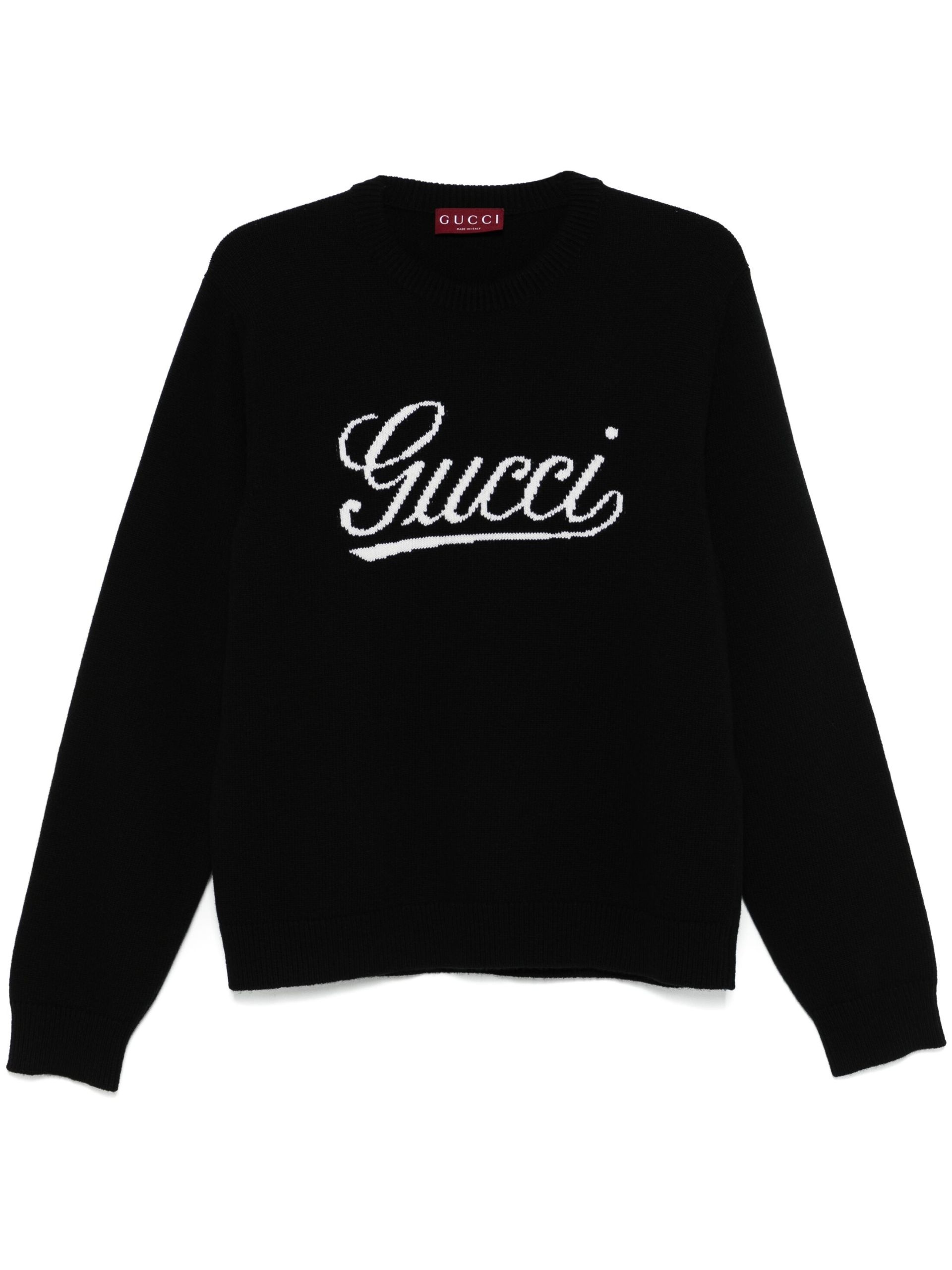 Black Wool Intarsia-Logo Sweater - 1