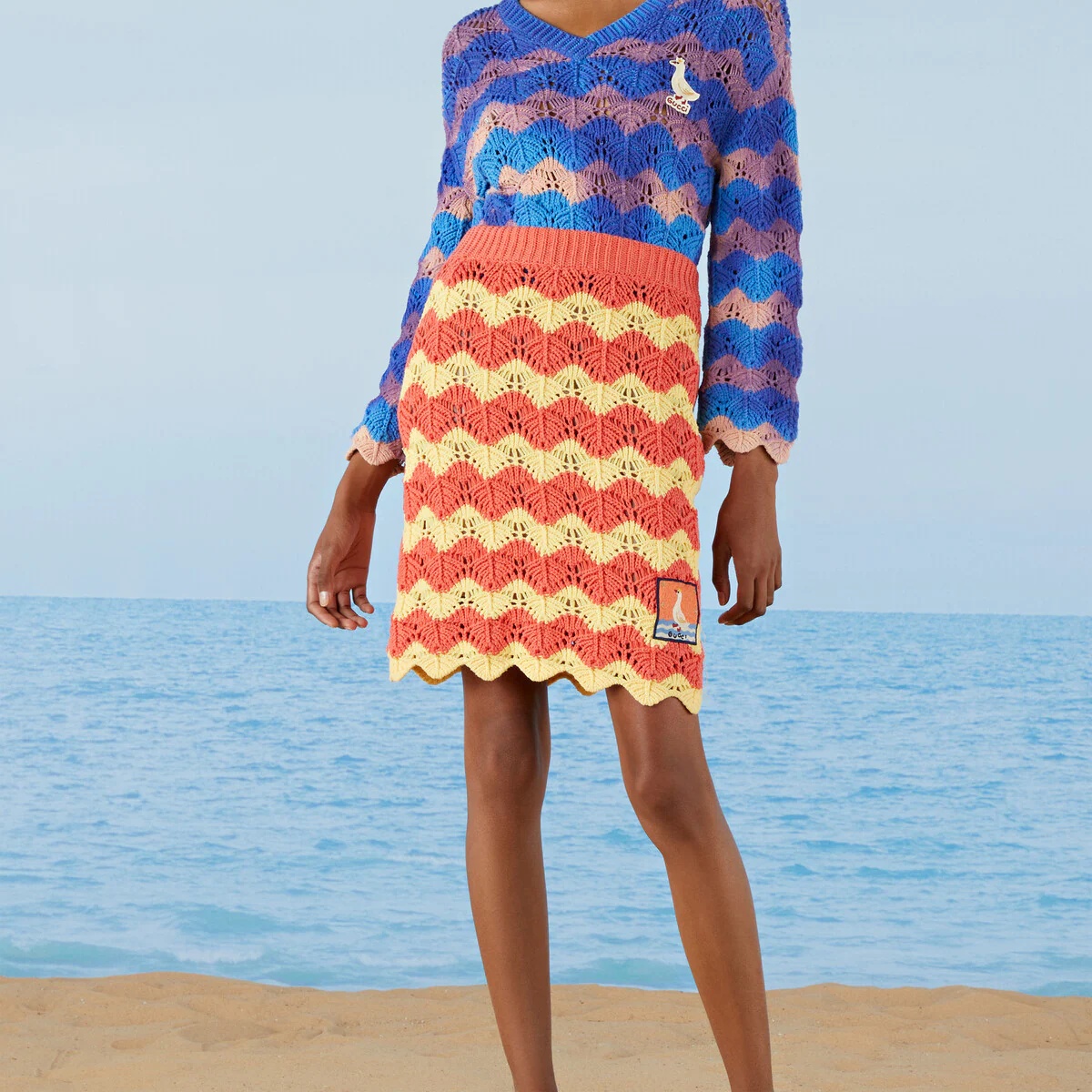 Chevron knit cotton skirt - 6
