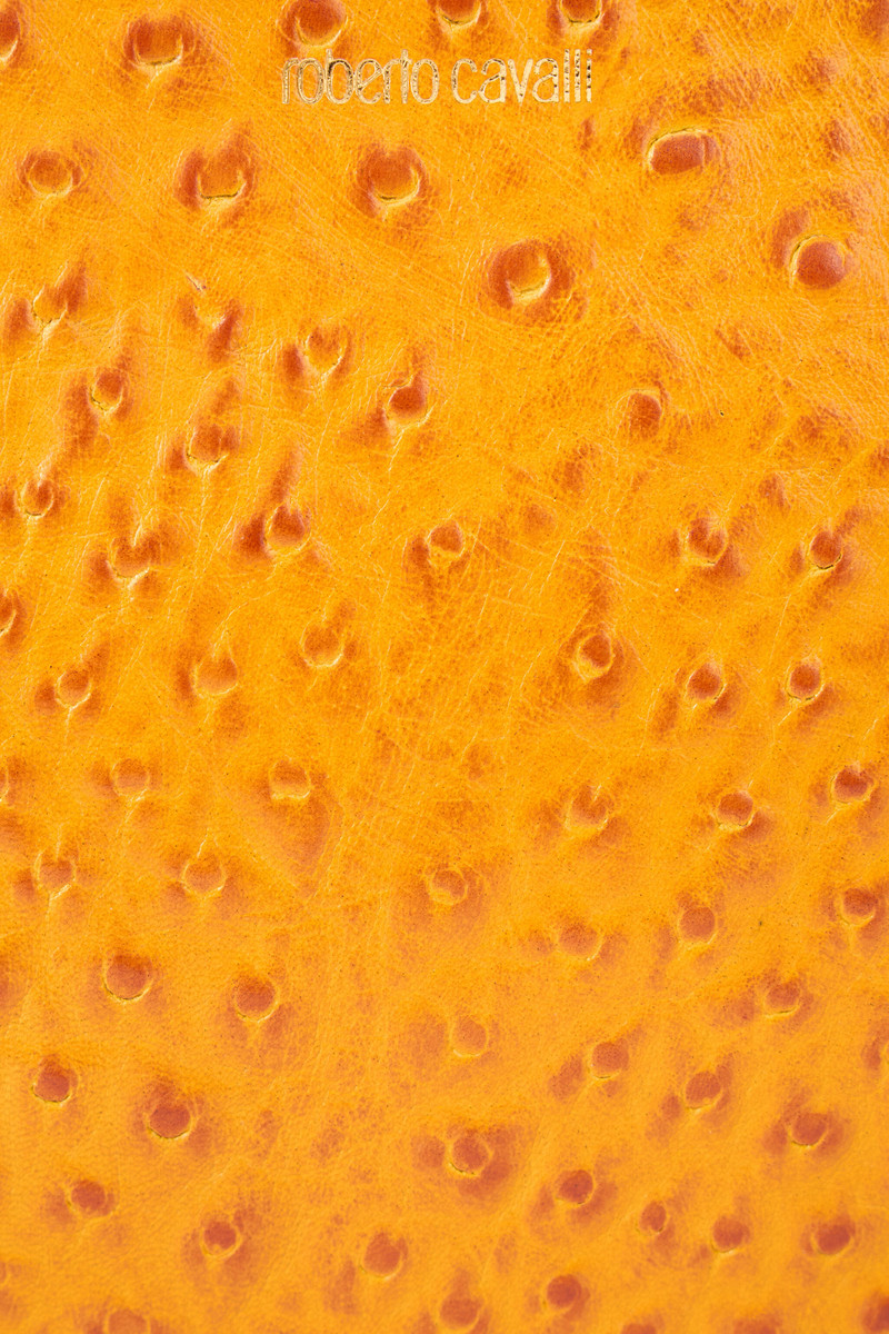 Ochre Clutch in Ostrich-Effect Leather 4