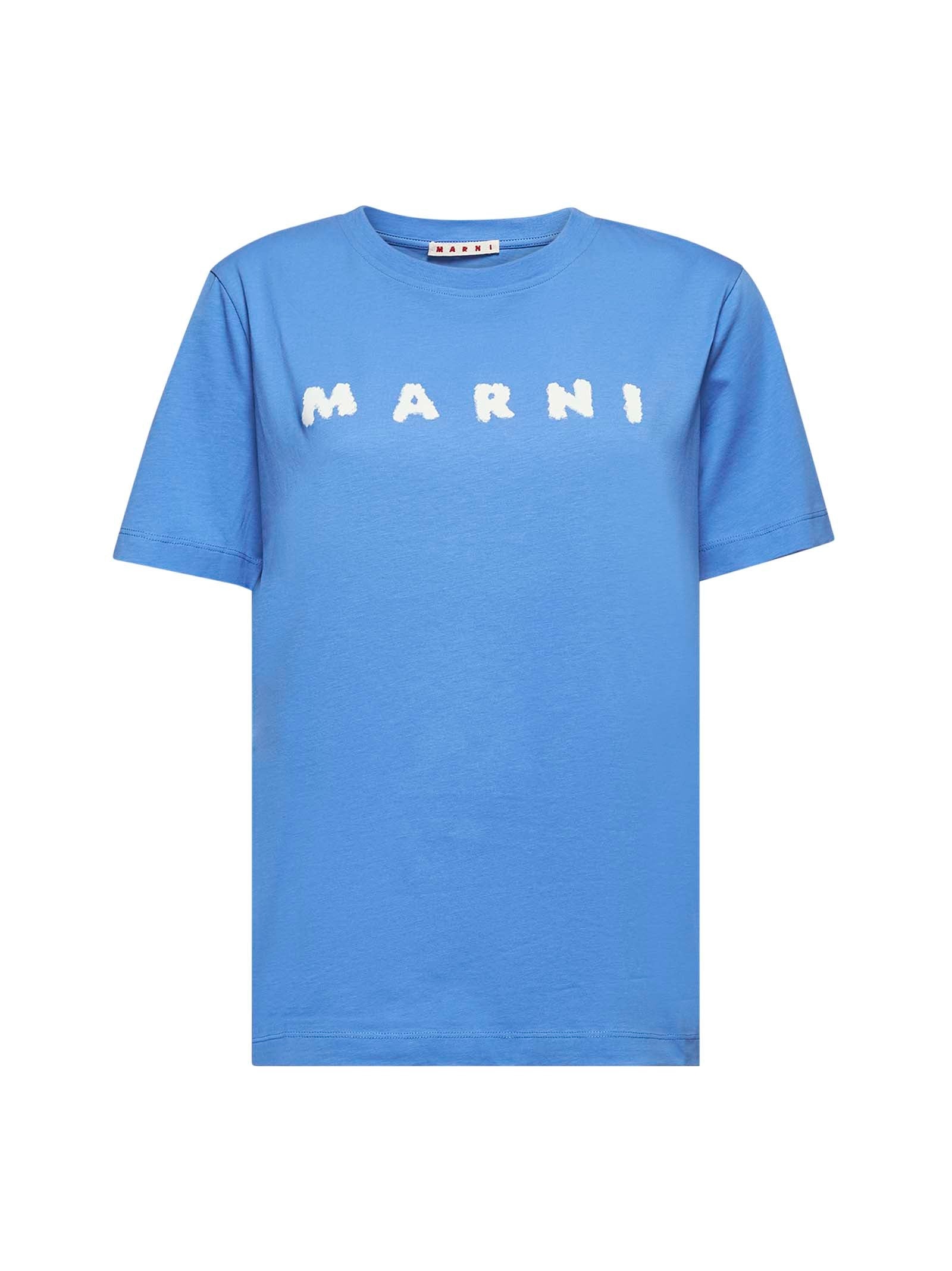 Light blue Marni Scribbled logo T-shirt - 1
