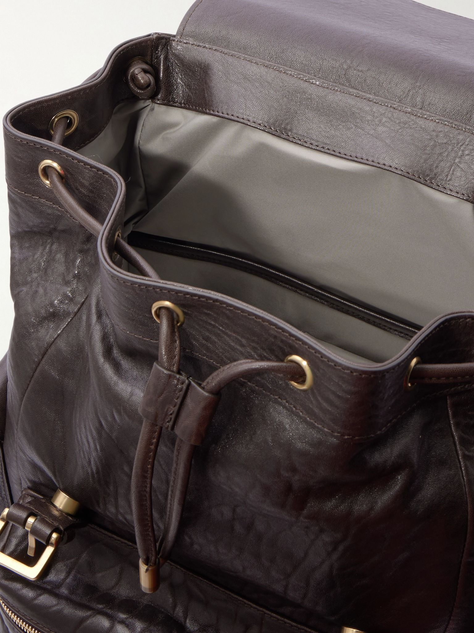 Full-Grain Leather Backpack Brown - 5