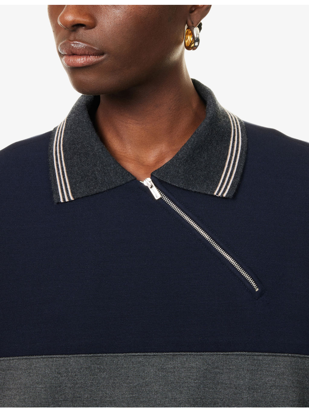 Asymmetric Jersey Polo Jacket - 5