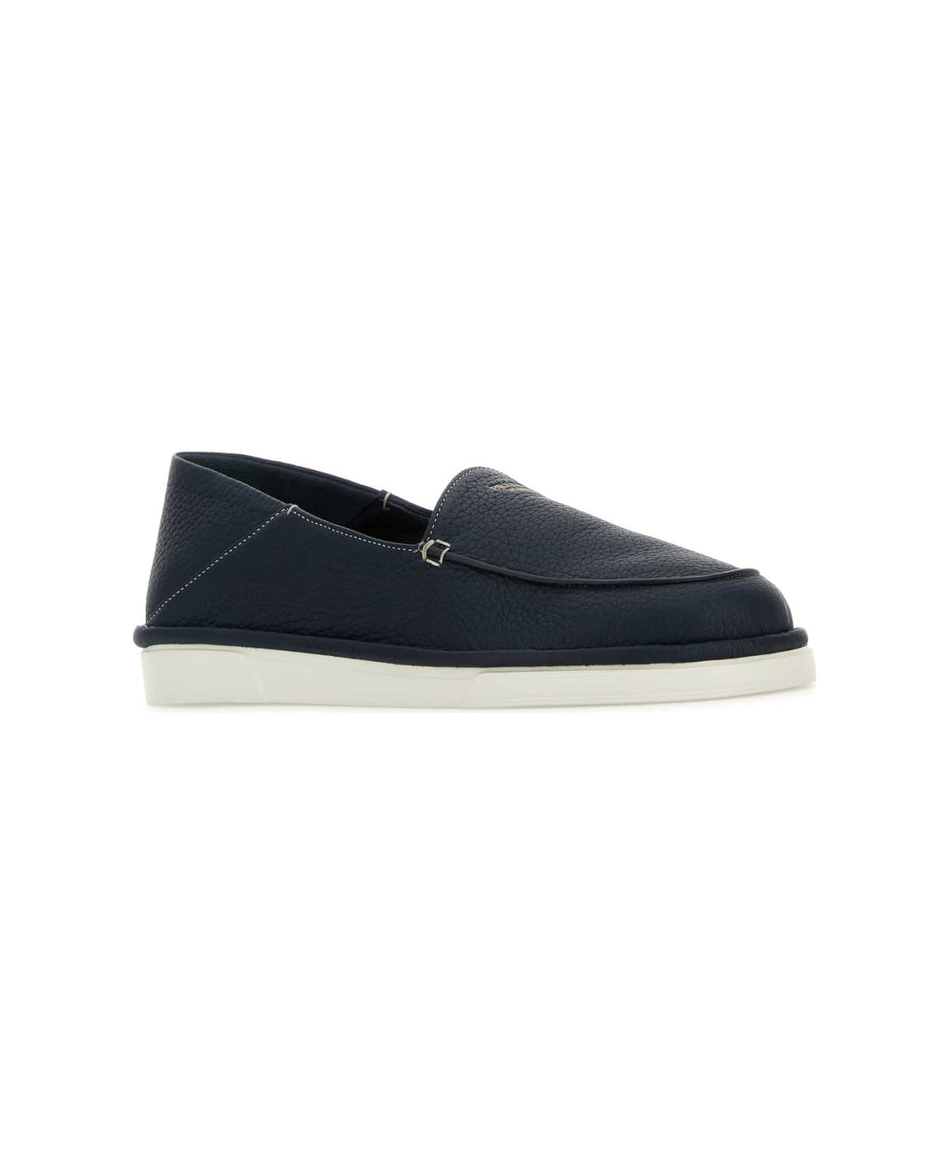 Blue Leather Loafers - 2