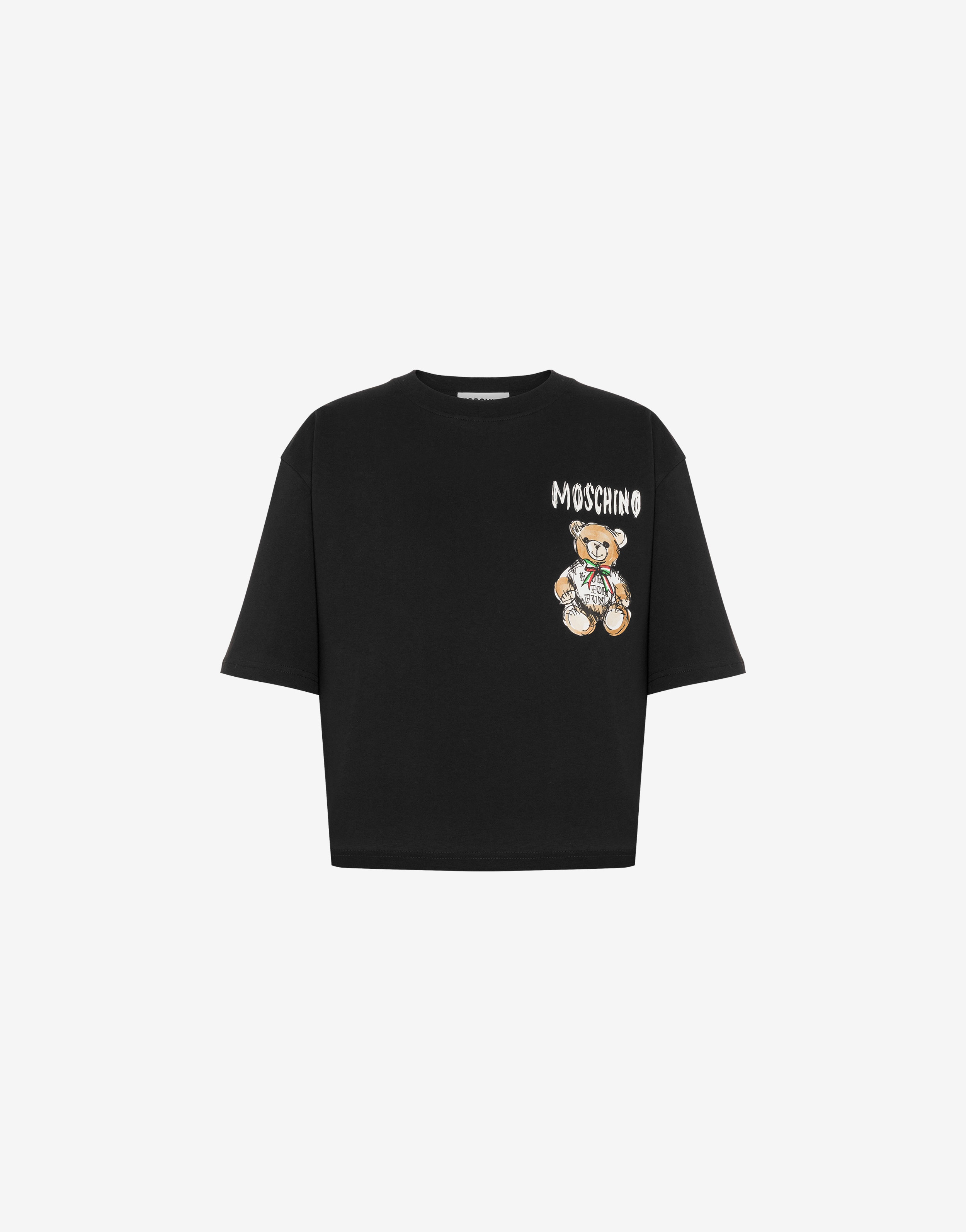 DRAWN TEDDY BEAR ORGANIC JERSEY CROPPED T-SHIRT - 1