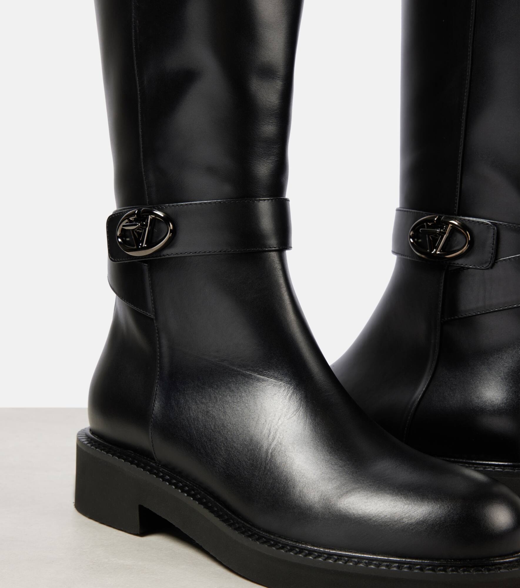 VLogo Locker leather knee-high boots - 5