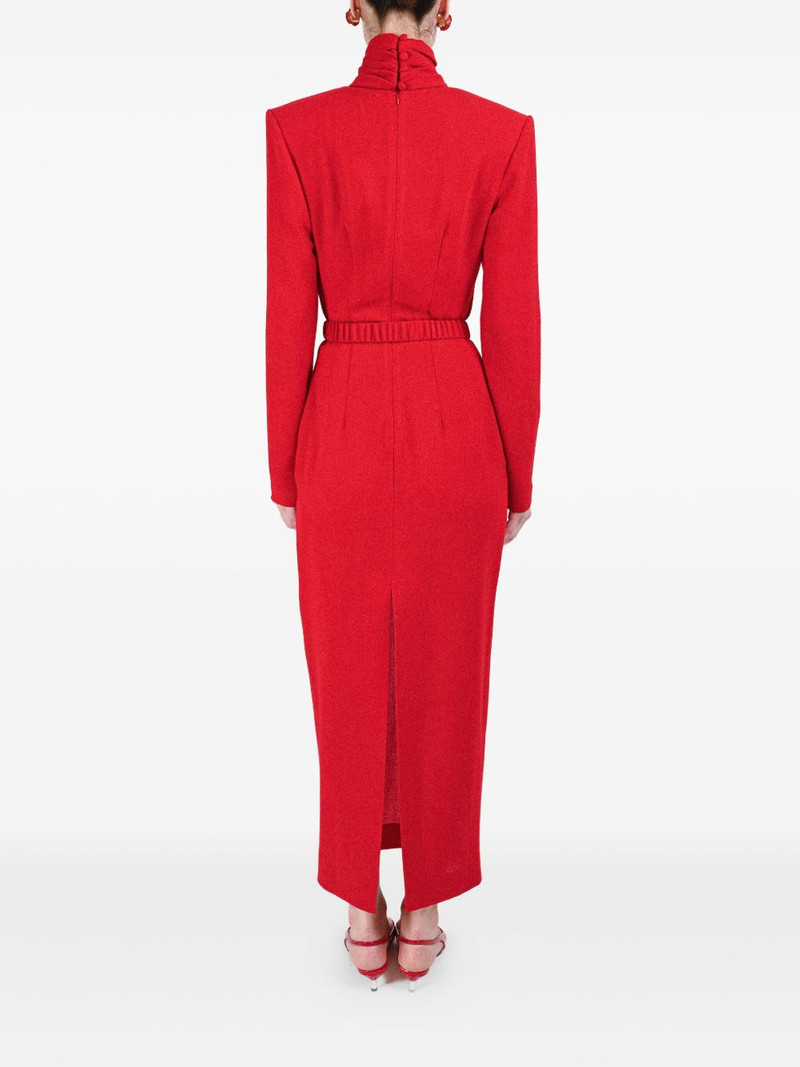 draped-collar belted dress 4