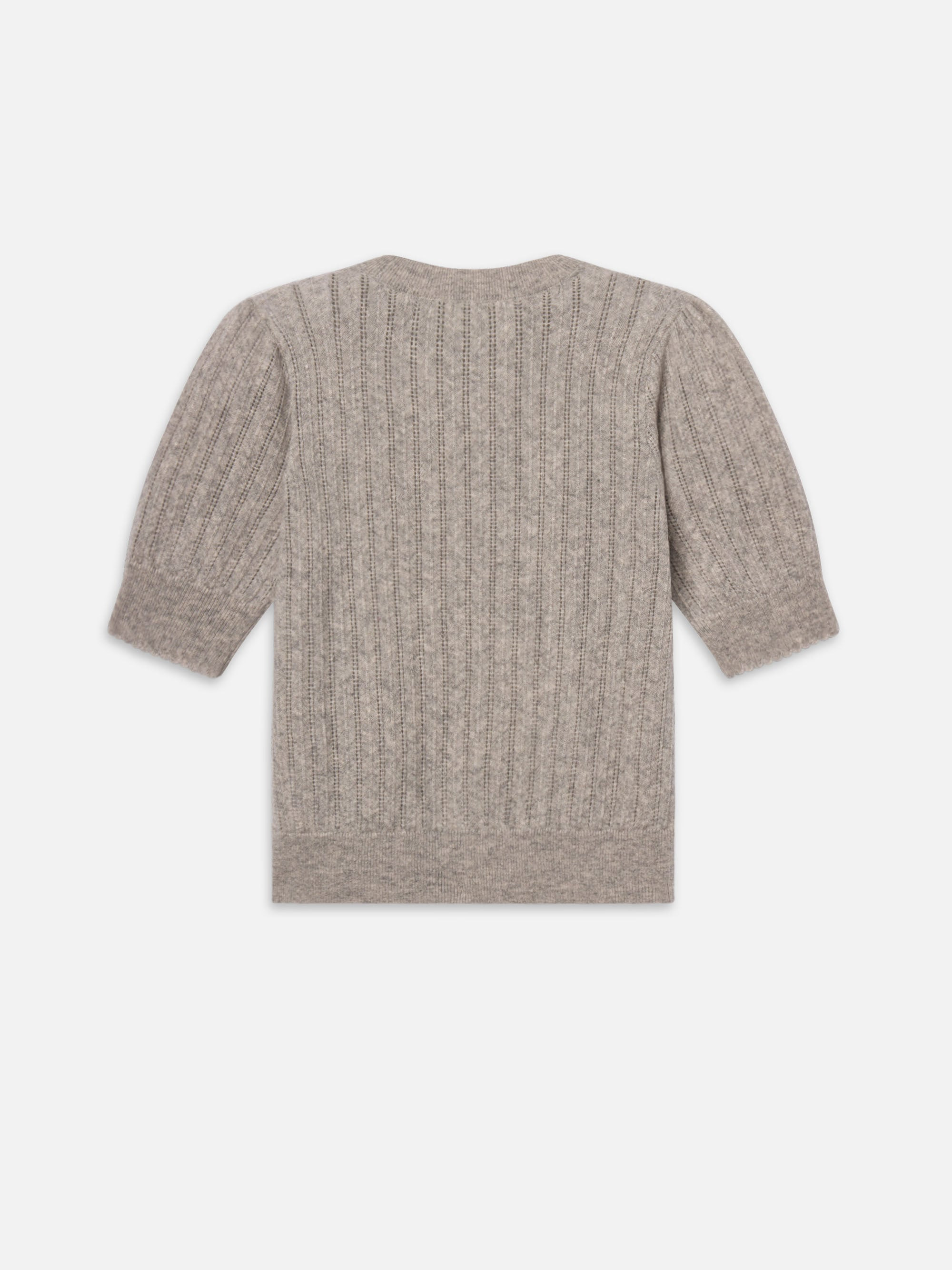 The Ladder Pointelle Sweater in Light Heather Grey - 3
