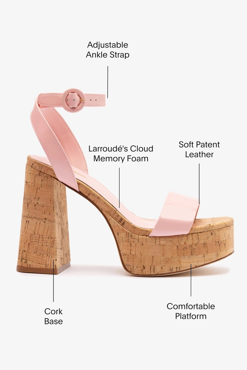 Dolly Sandal In Tulip Patent Leather and Natural Cork 4
