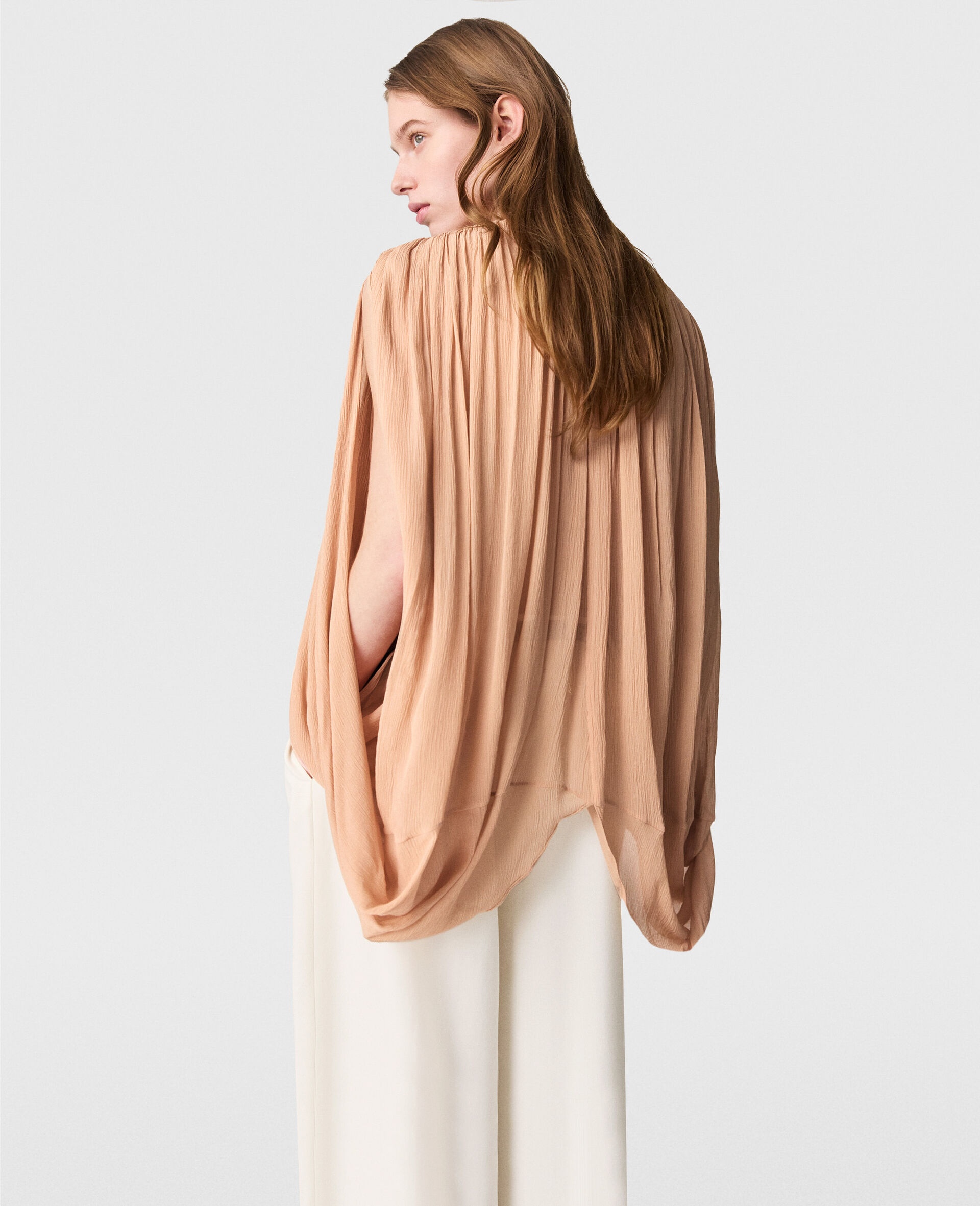 Pleated Cape-Sleeve Top - 5