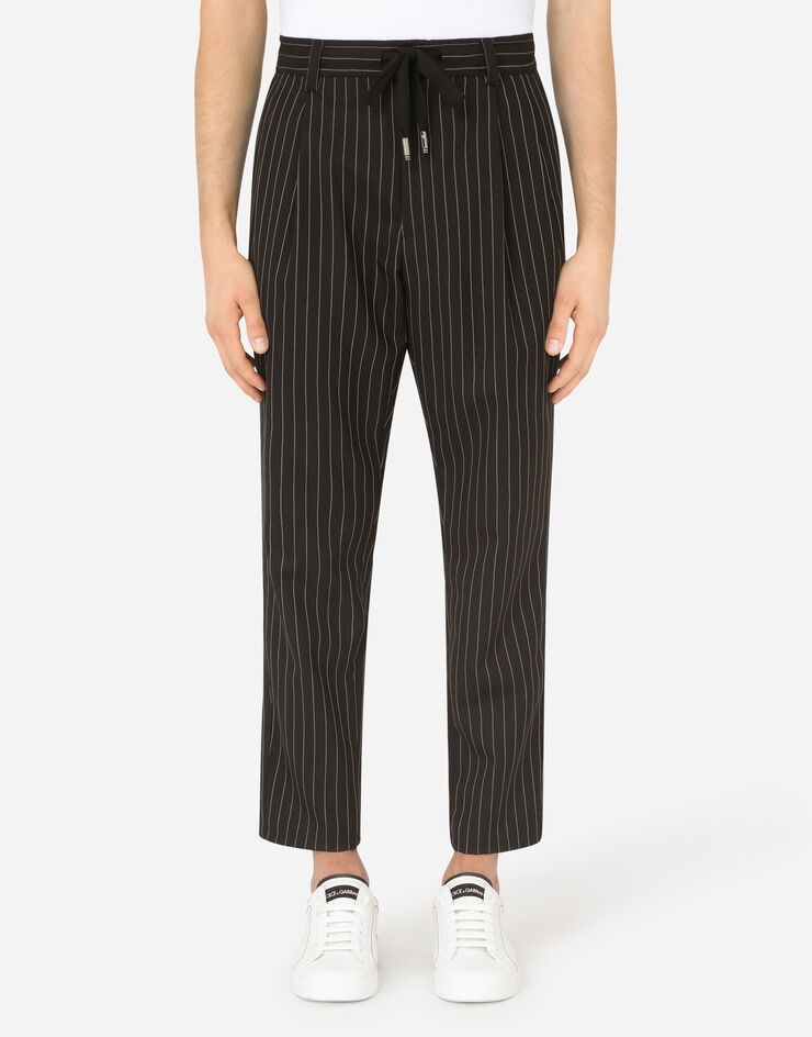 Pinstripe wool jogging pants - 1