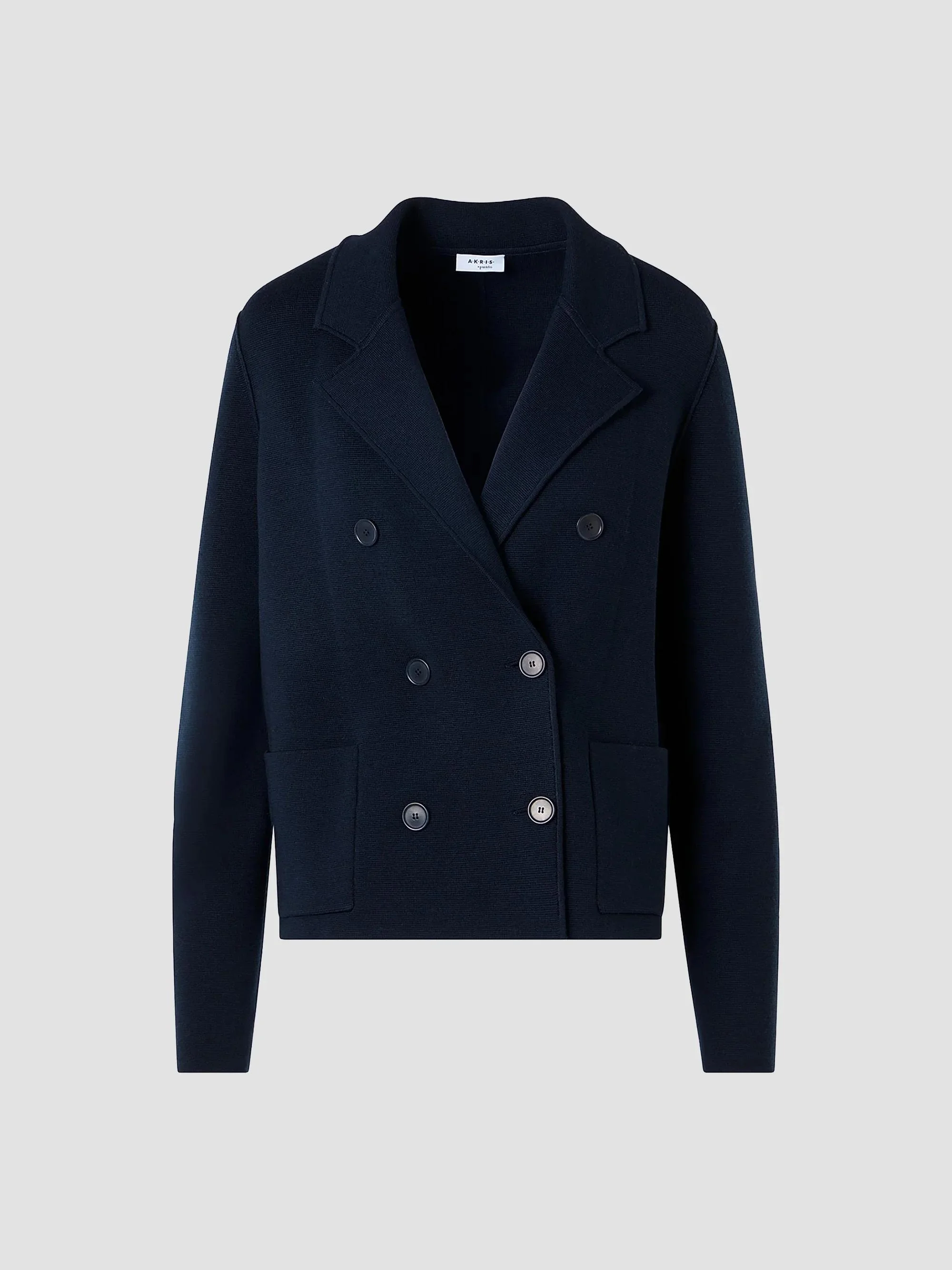 Women's Stretch Wool Cardigan-Style Jacket - Navy - 1