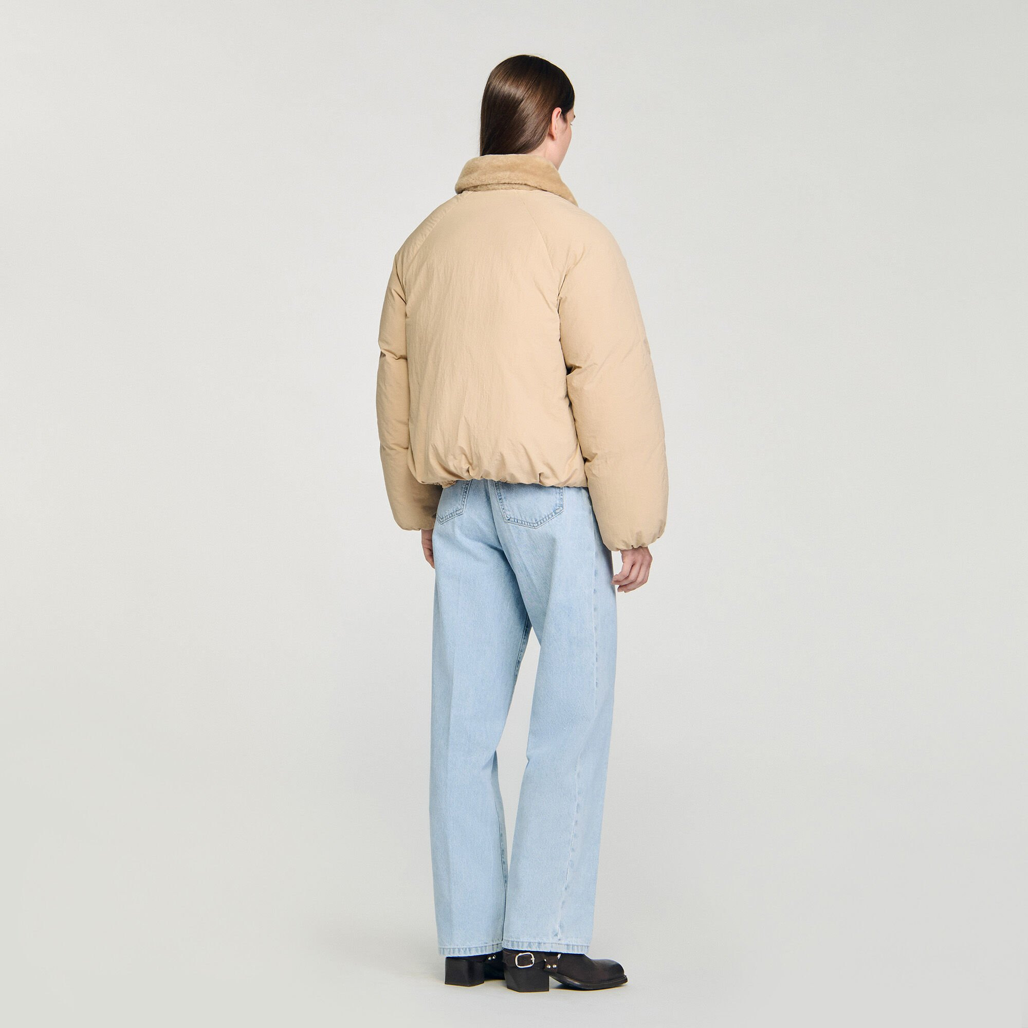 PUFFER JACKET WITH SHEARLING COLLAR - 5