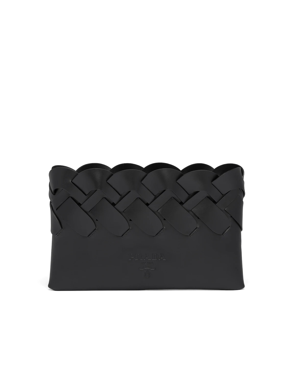 Prada Tress leather clutch with large woven motif - 1