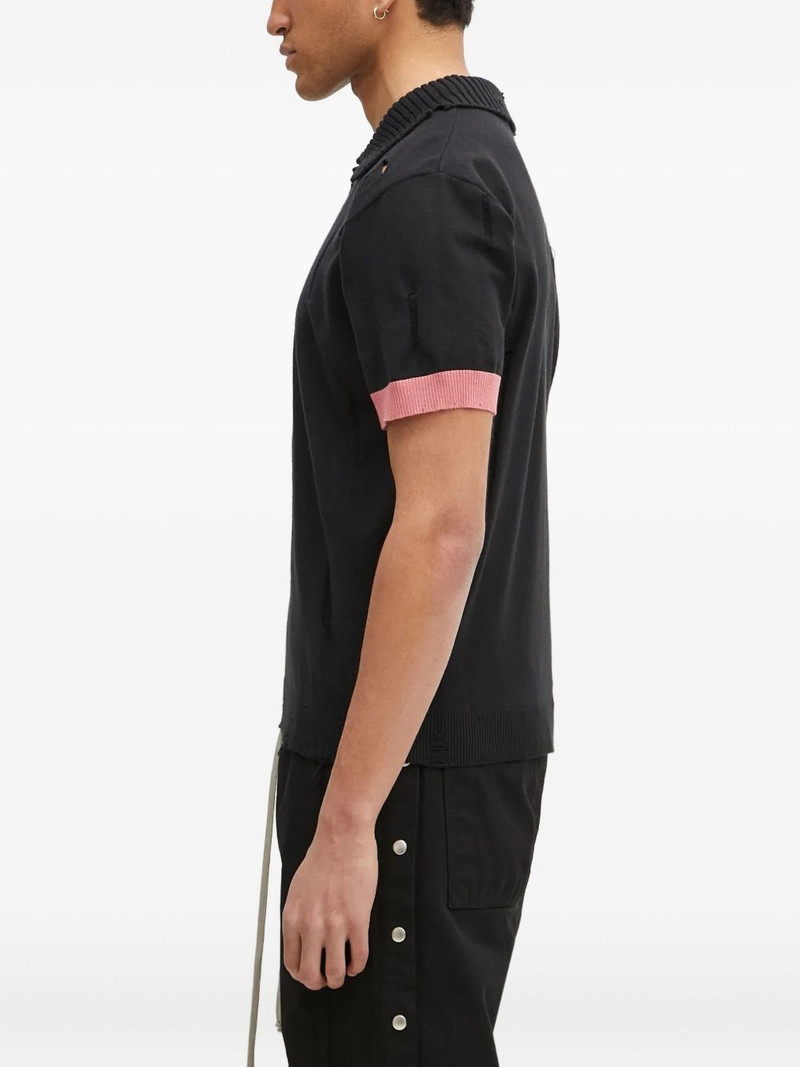 Andersson Bell distressed ribbed-trims polo shirt outlook