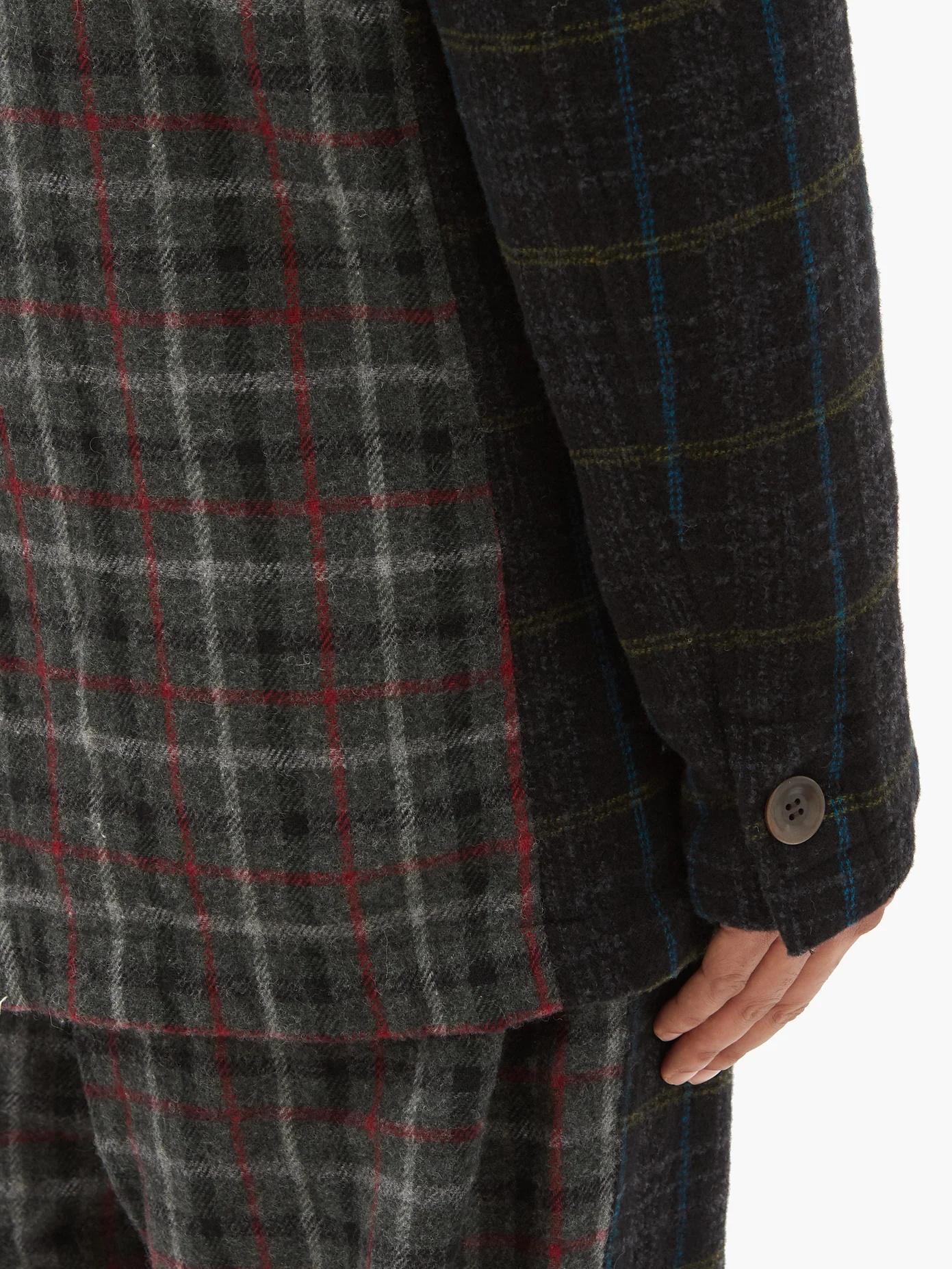 Single-breasted plaid wool-flannel blazer - 4