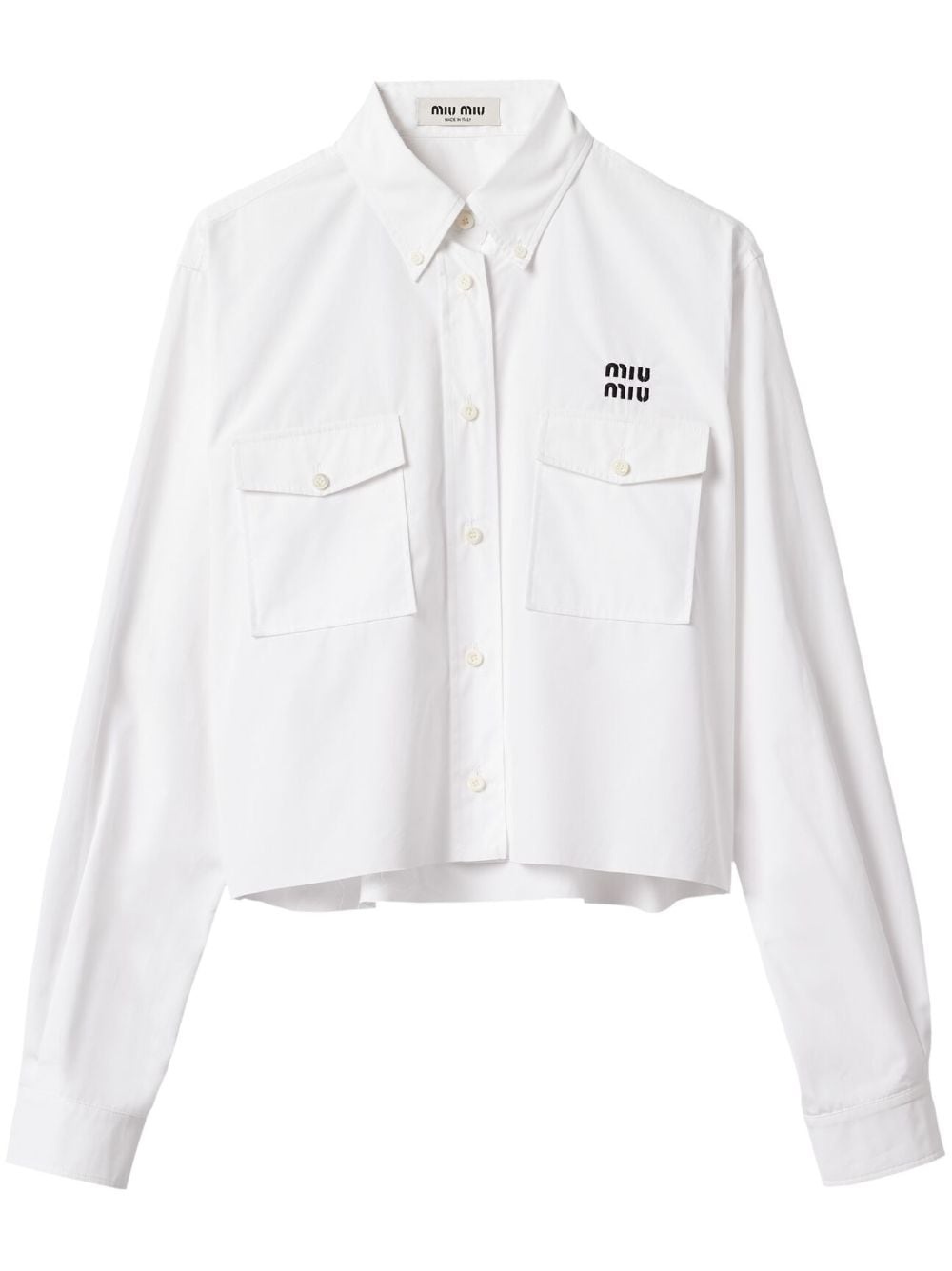 logo-embroidered cropped poplin shirt - 1