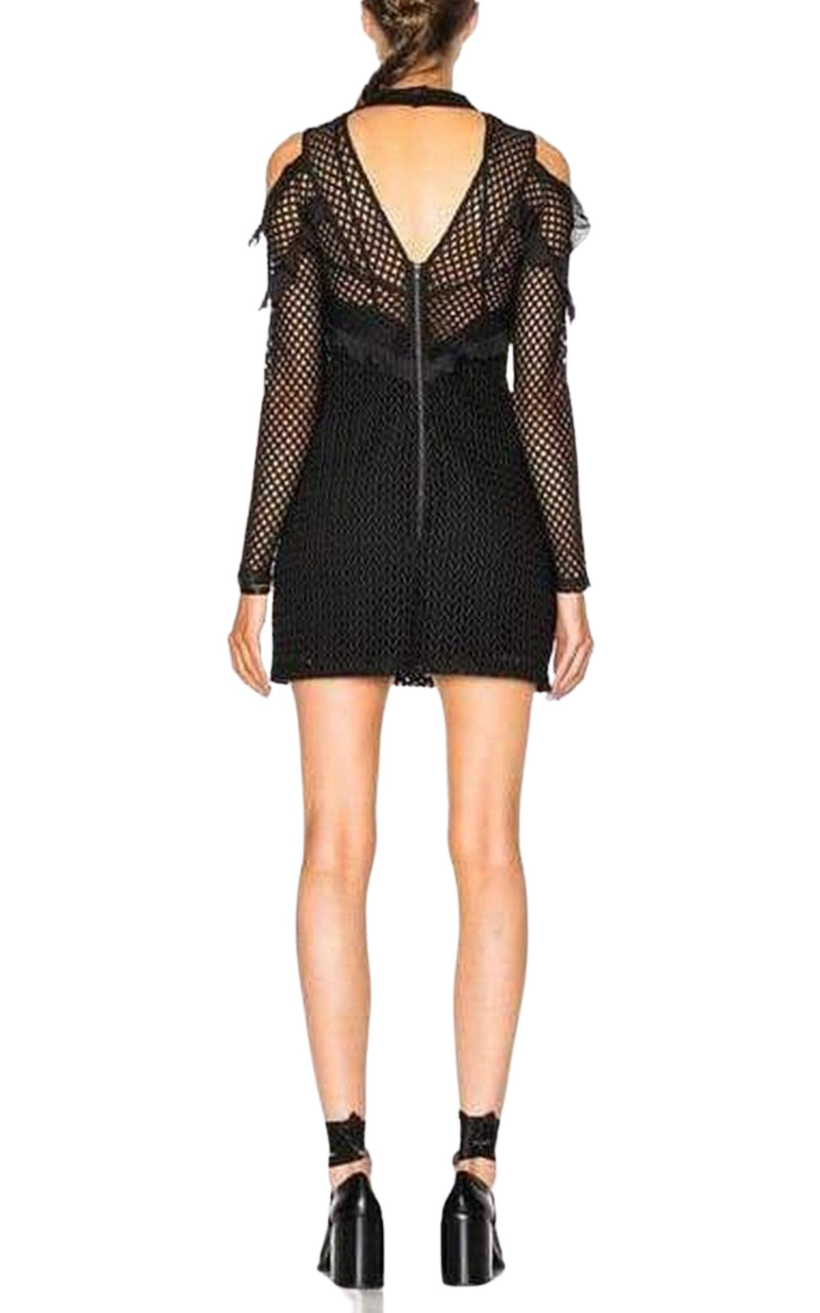 Purl Knit Lace Cut-out Shoulder Dress - 4