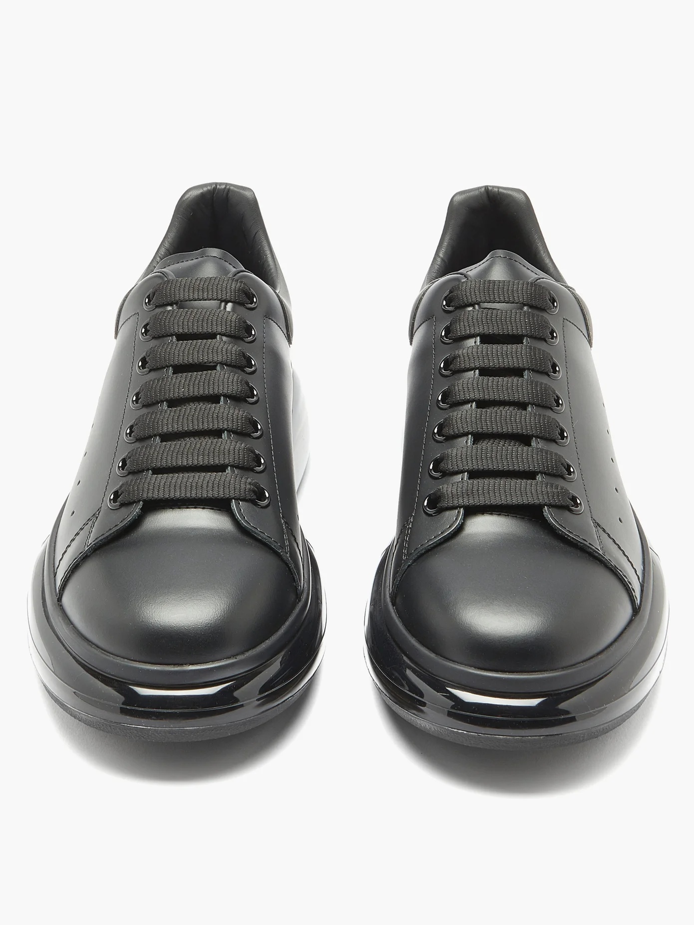 Exaggerated-sole leather trainers - 5