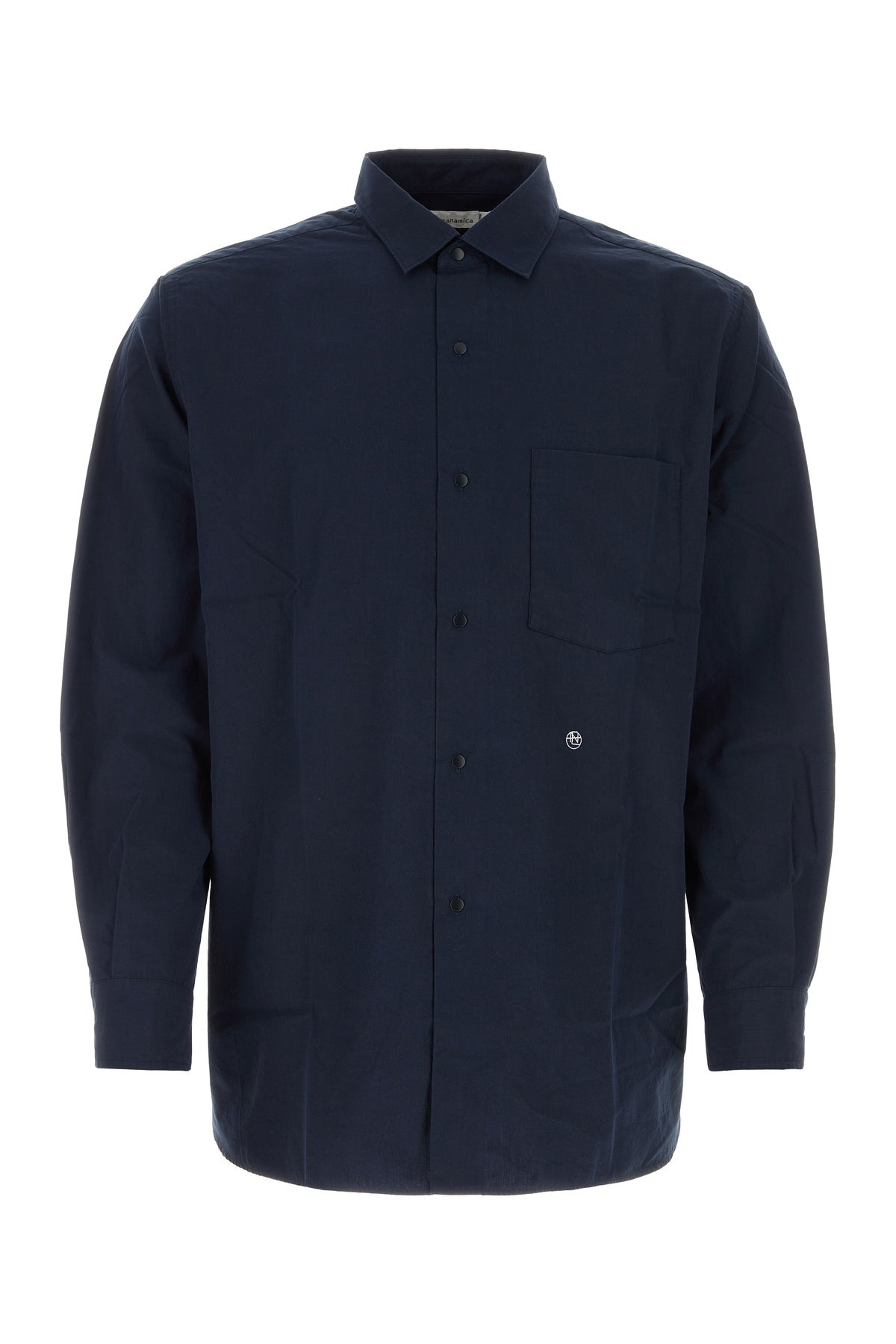 Dark blue cotton blend shirt - 1