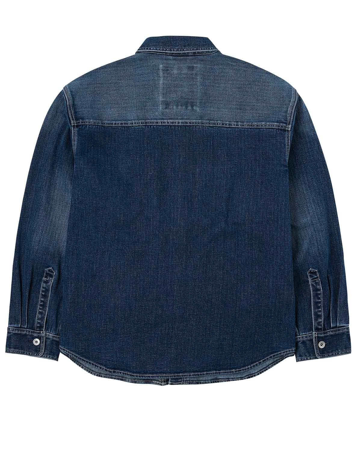 Washed Seagull Embroidery Regular Fit Denim Shirt - 2