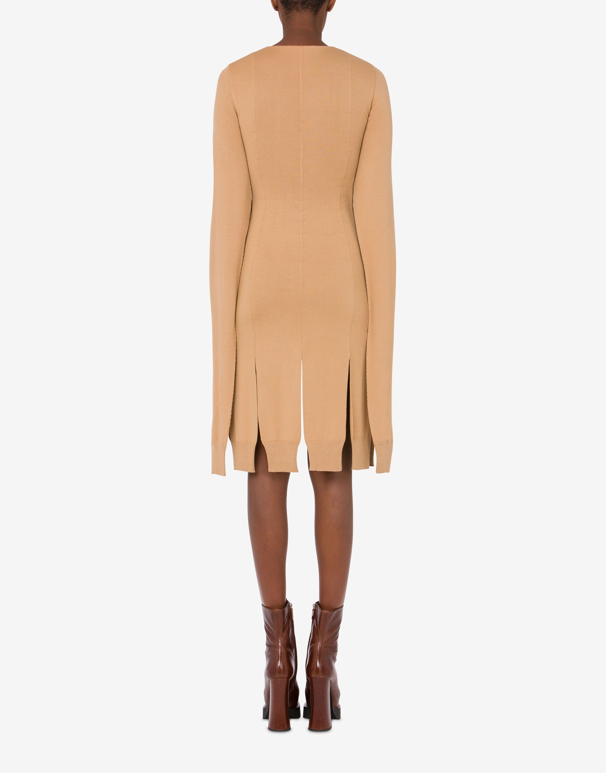 WOOL DRESS WITH CAPE SLEEVES - 3