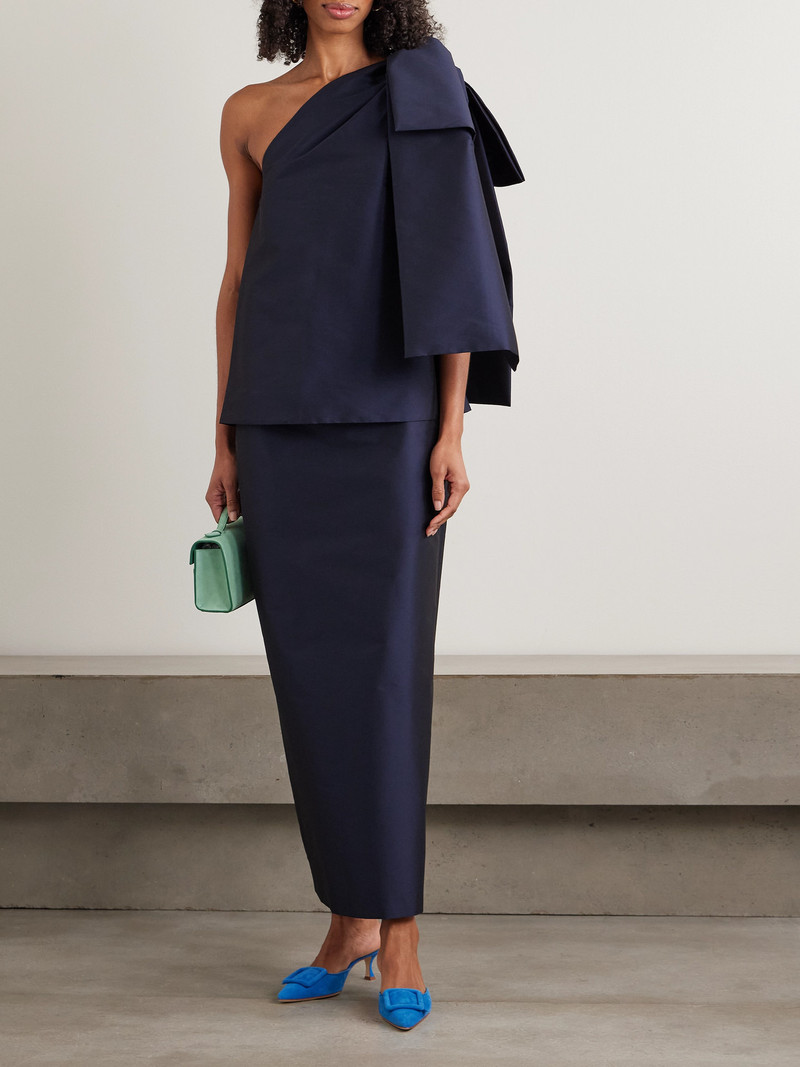 BERNADETTE Winnie One-shoulder Bow-detailed Taffeta Top outlook