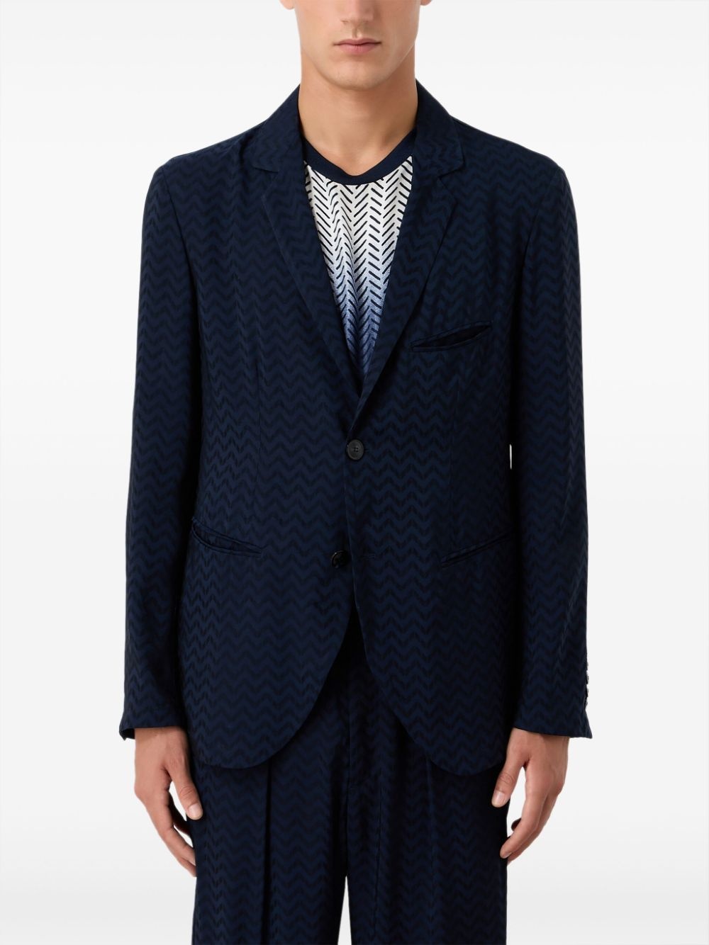 zigzag-print single-breasted blazer - 3