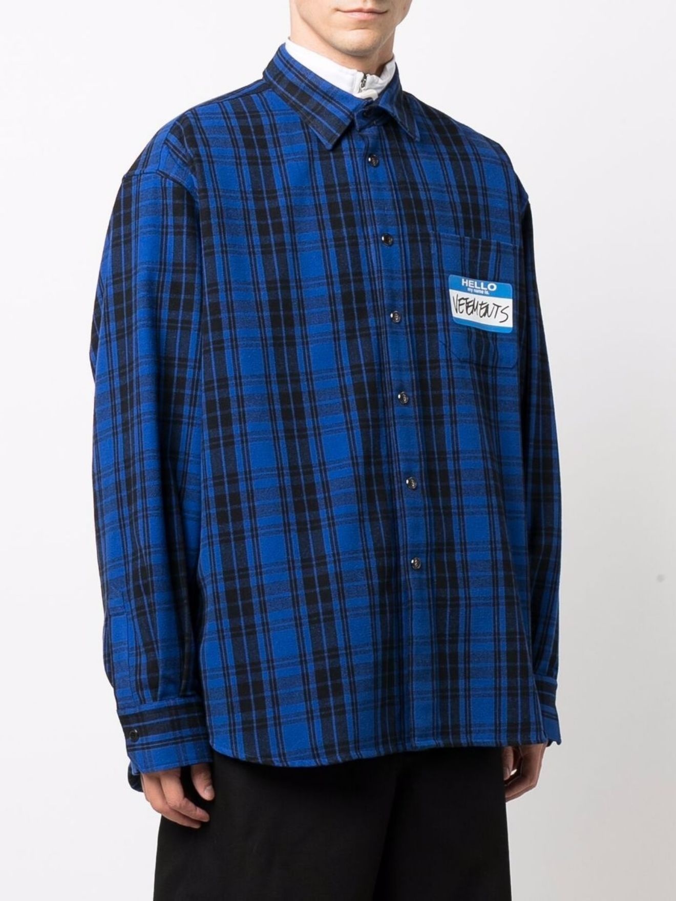 logo-patch check-print shirt - 5