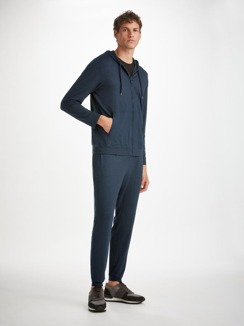 Derek Rose Men's Hoodie London 12 Micro Modal Navy outlook