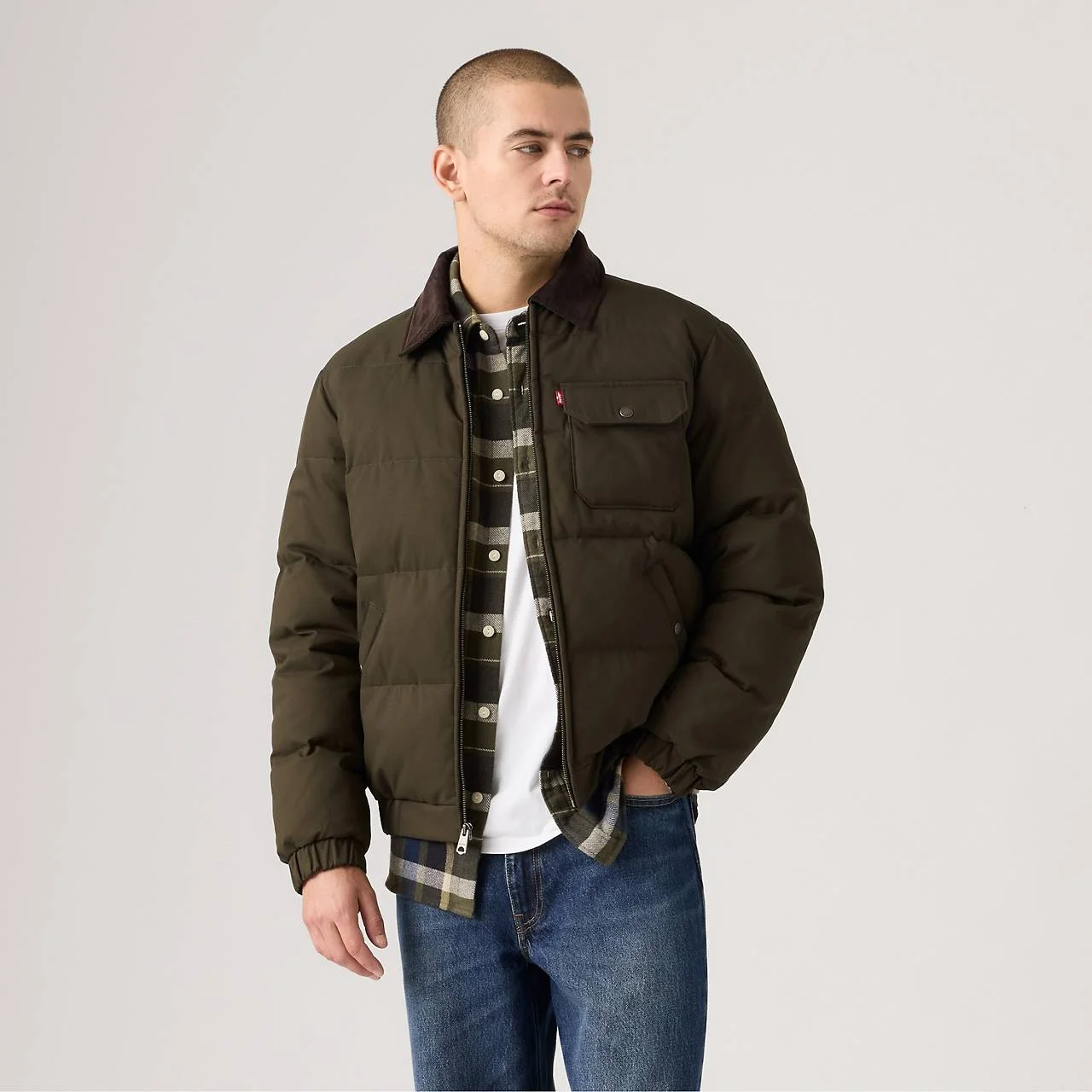 QUILTED DEPOT JACKET WITH CORDUROY COLLAR - 1