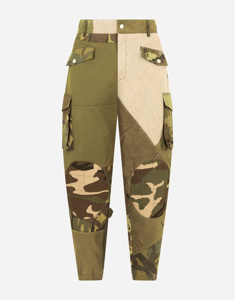 Patchwork cotton cargo pants 1