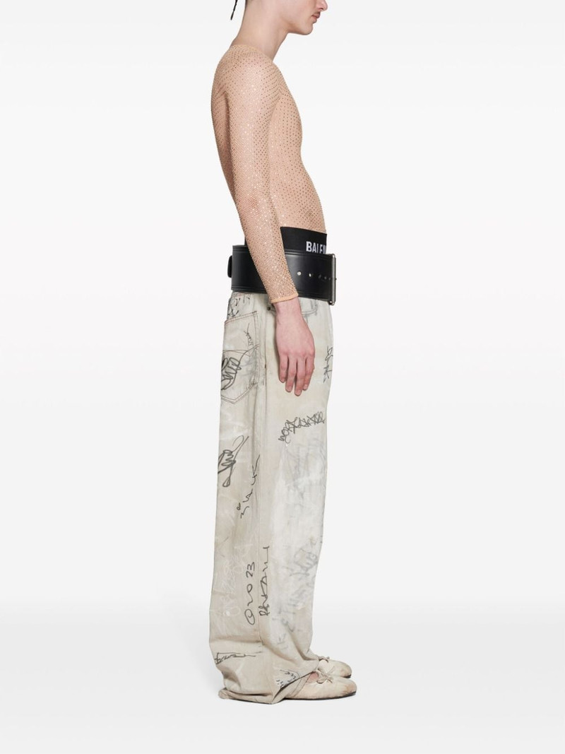 BALENCIAGA distressed wide-leg trousers outlook