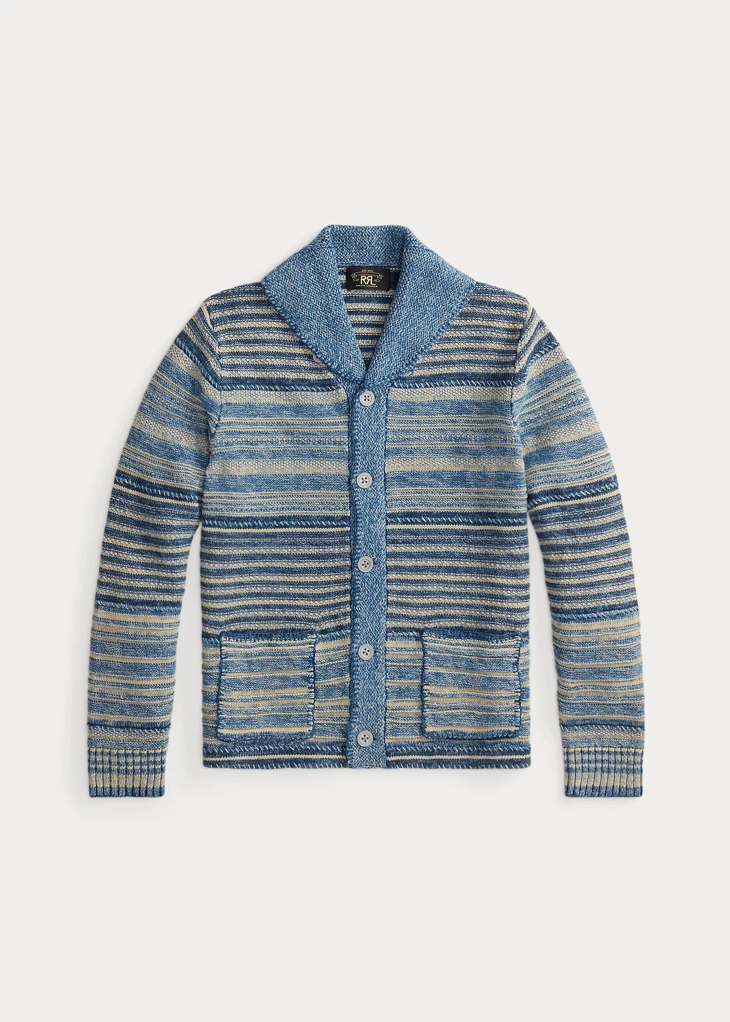 Indigo Striped Cotton-Linen Cardigan - 1