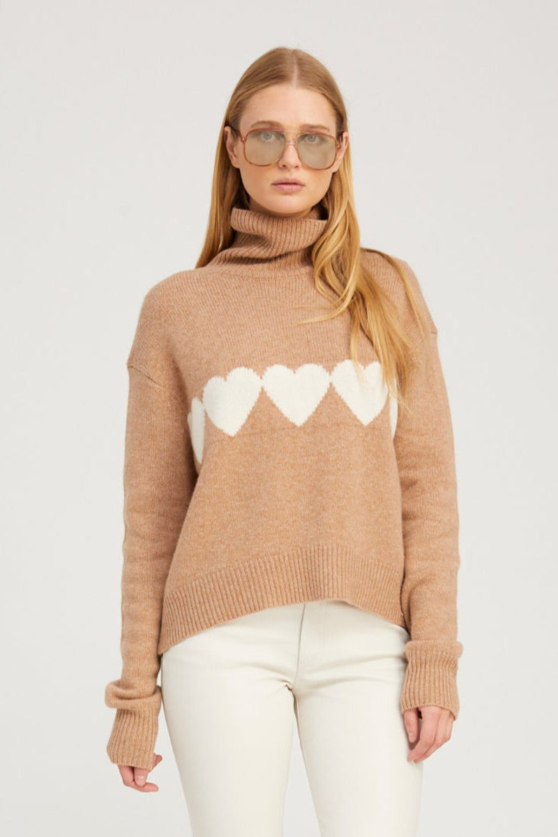 ALMONDINE CASHMERE HEART TURTLENECK SWEATER 1