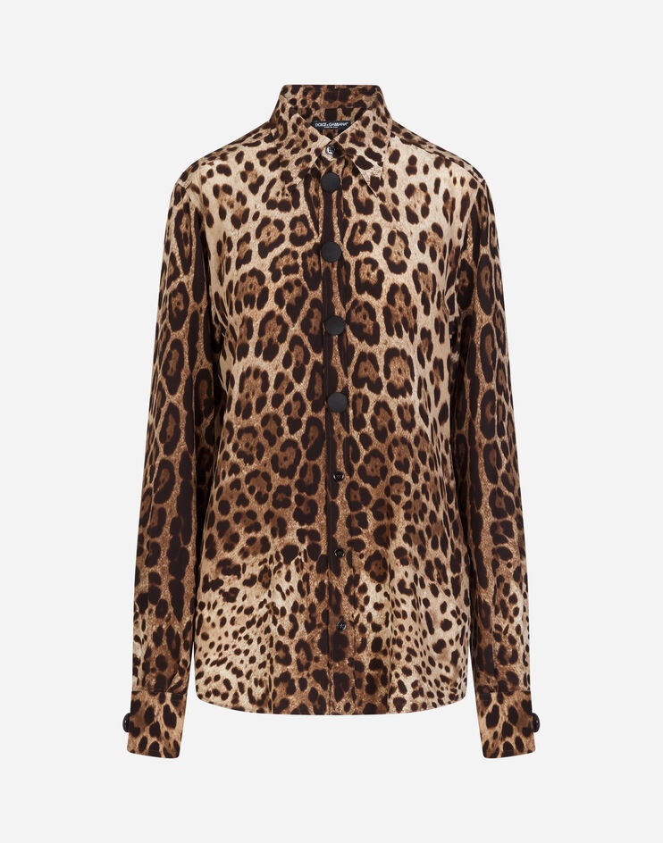 Crêpe de chine shirt with leopard print - 3