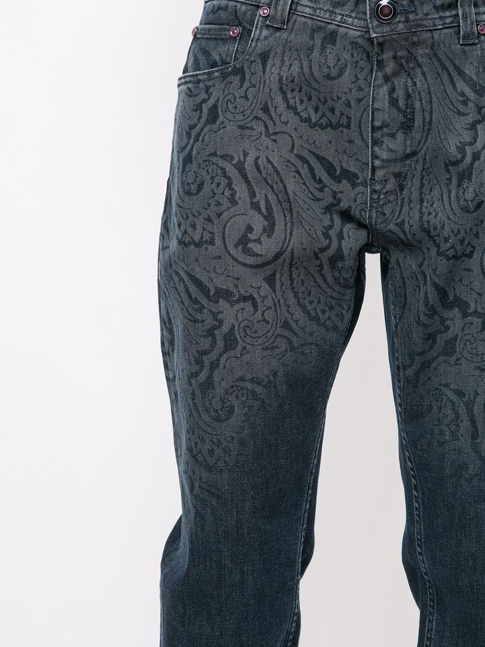 paisley print mid-rise straight leg jeans - 5