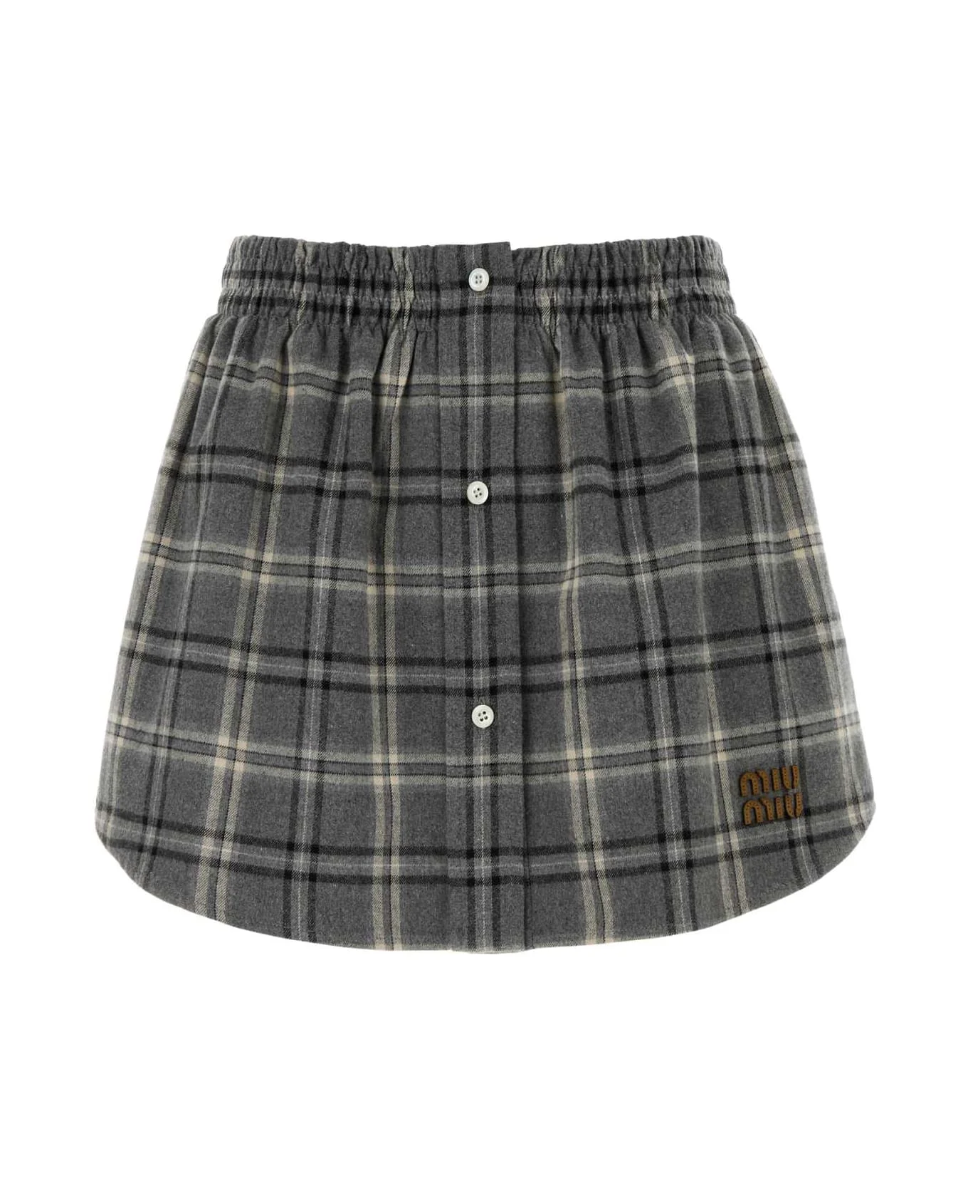 Embroidered Flannel Mini Skirt - 1