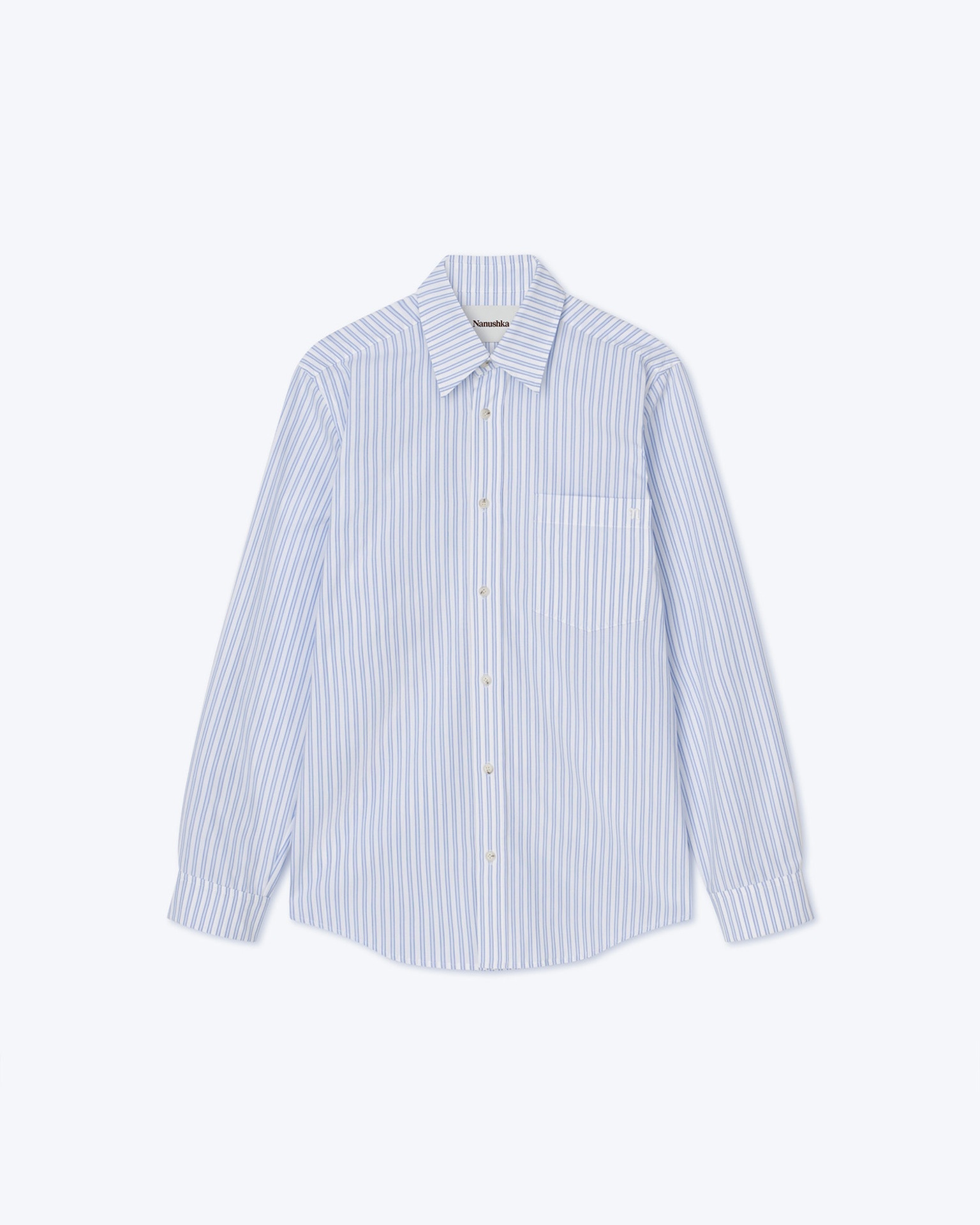 KALEB - Striped cotton shirt - White/ blue - 5