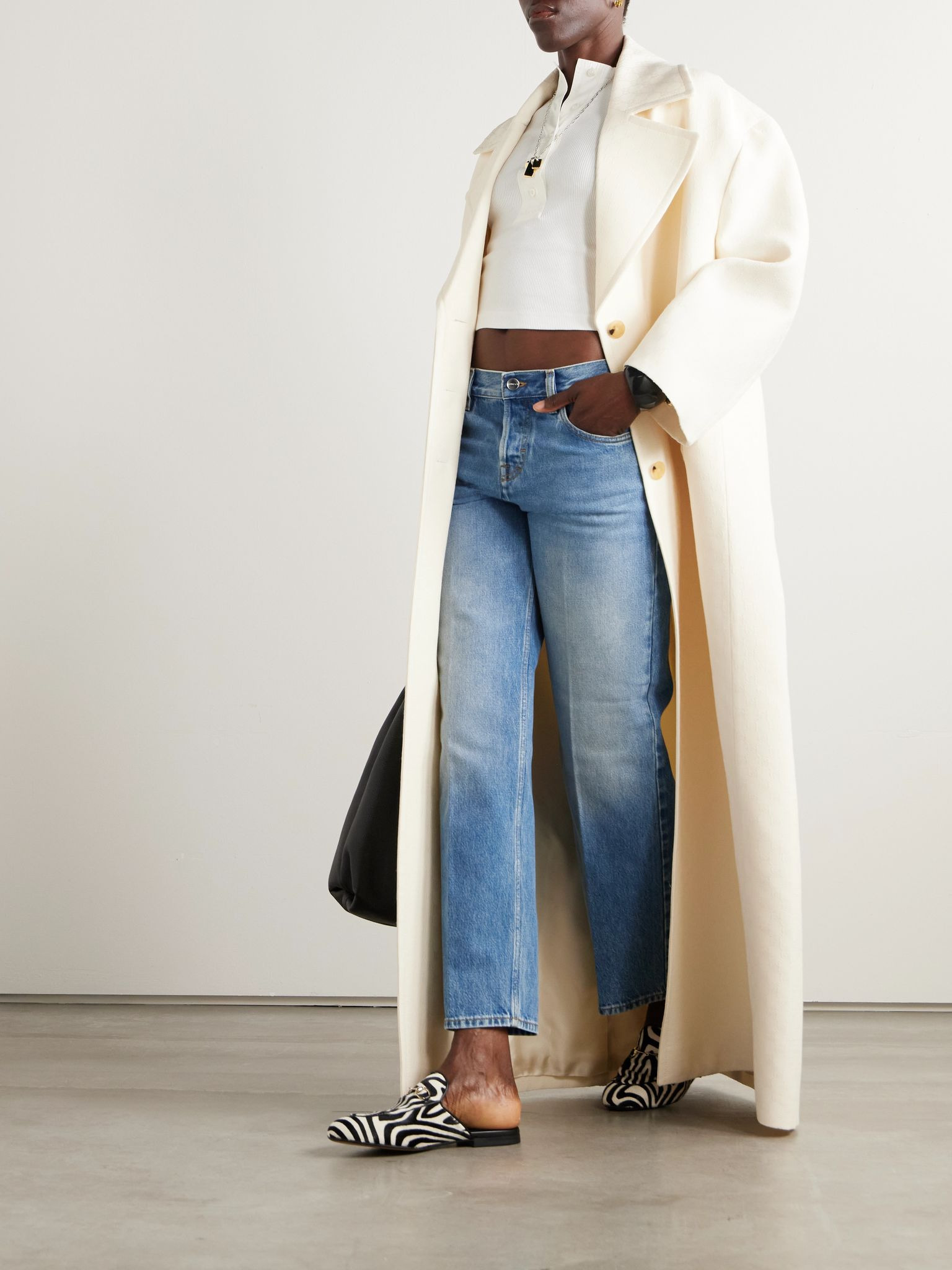 Cropped mid-rise straight-leg jeans Blue - 2