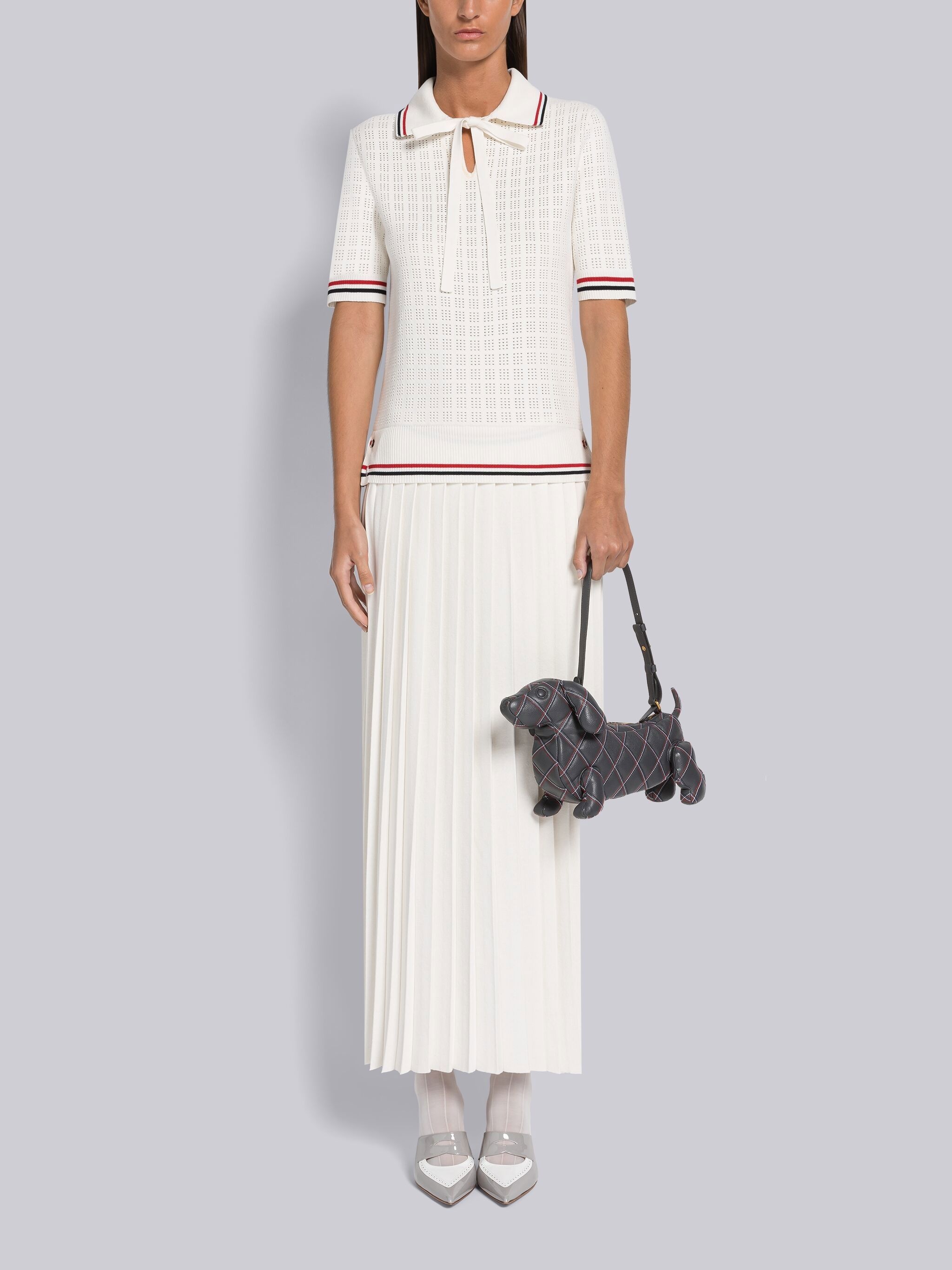 Cotton Stripe Pleated Skirt - 4