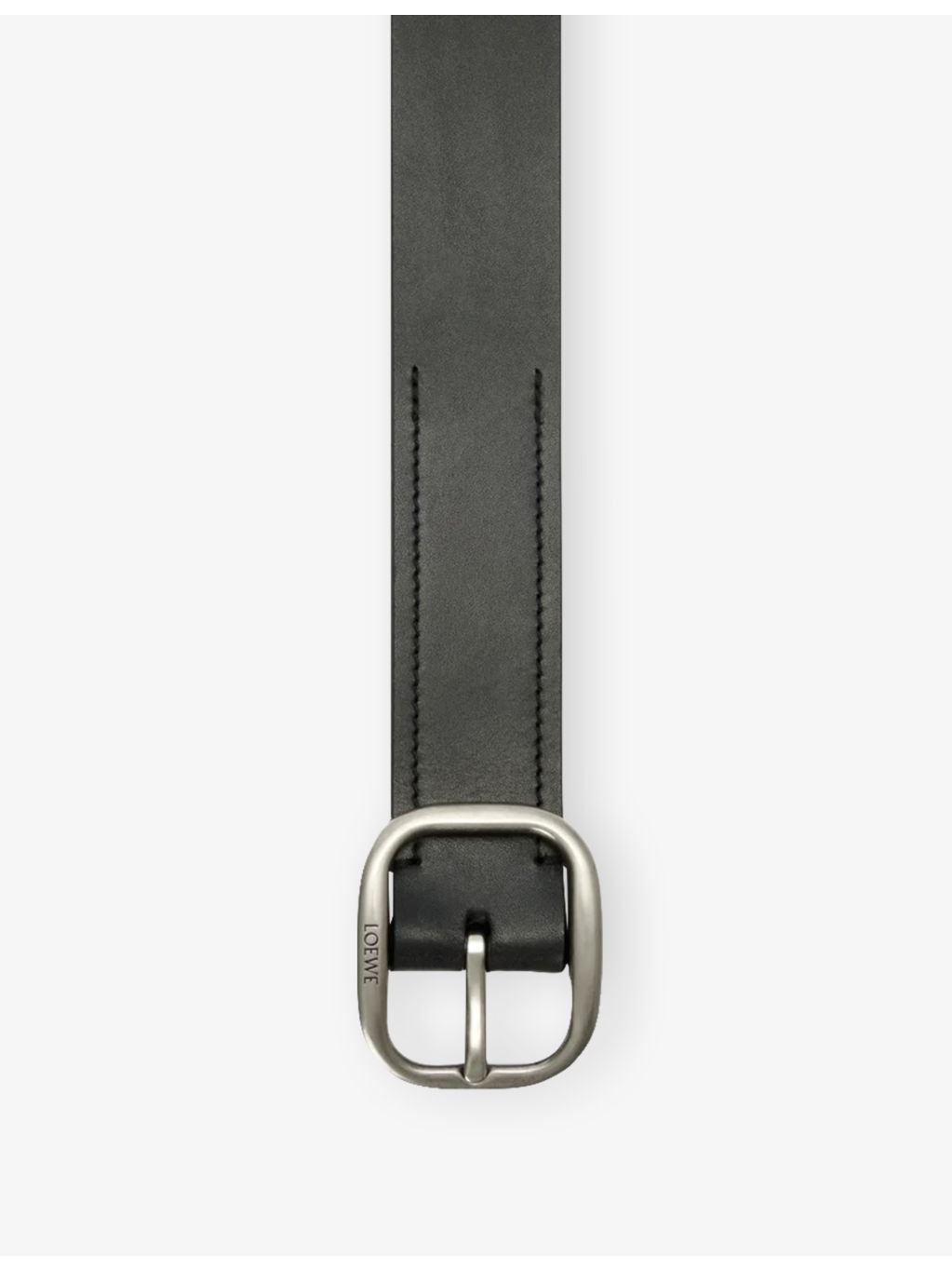 Rounded-Buckle Leather Belt - 2