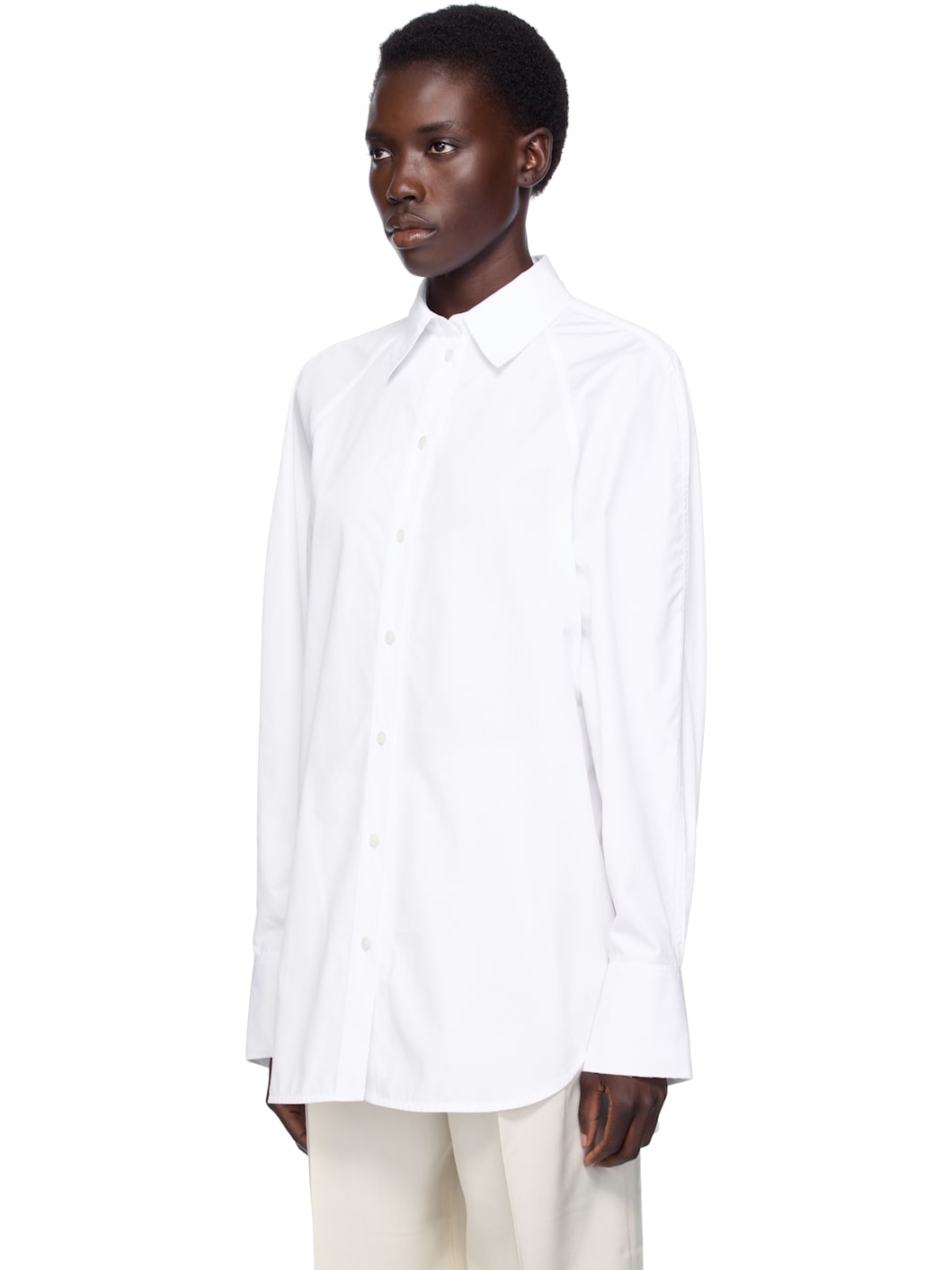 White Raw Raglan Shirt - 4
