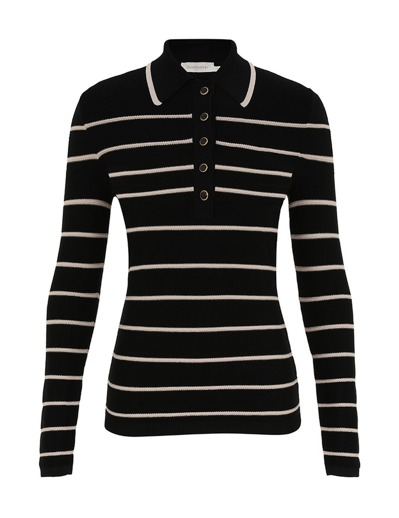 CRUSH STRIPE LONG SLEEVE POLO 1