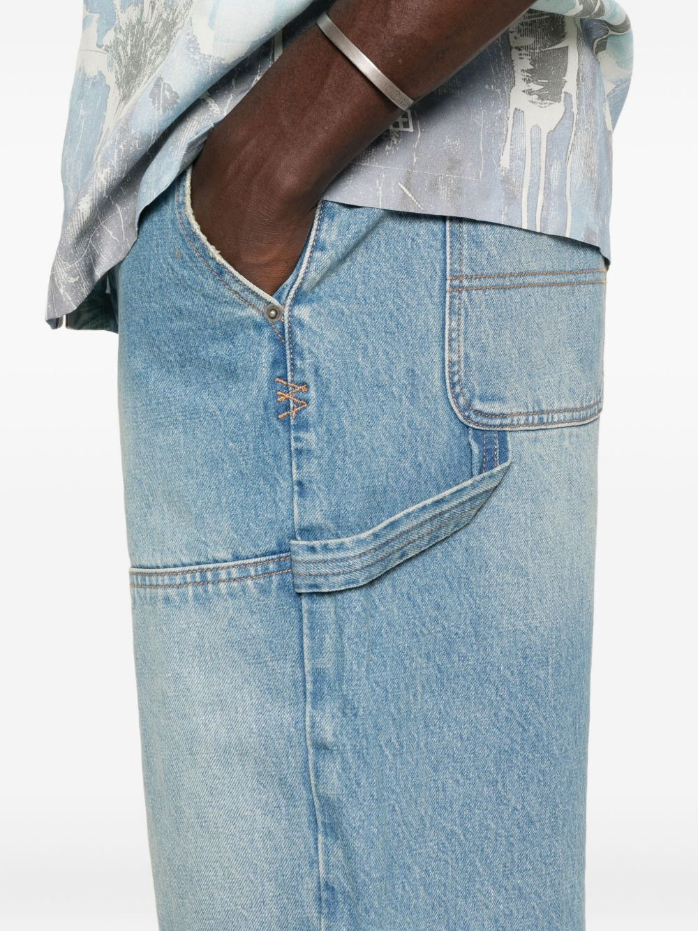 double-pocket denim shorts - 5